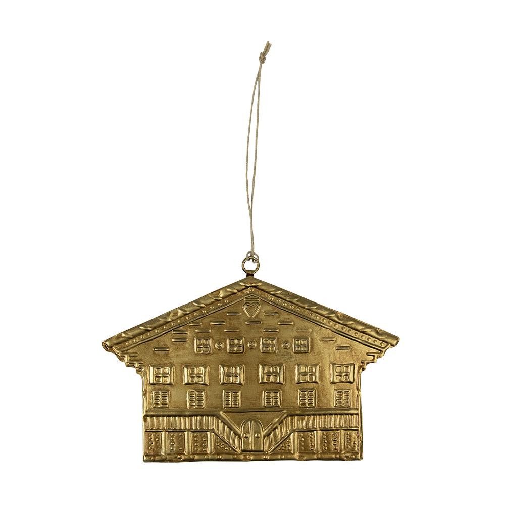 INNA-Glas Dekohänger Deko Hänger Chalet VALDIMAR, aus Metall, gold, 16x11cm