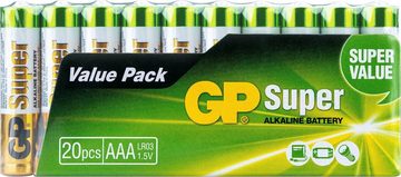 GP Batteries 20er Pack Super Alkaline AAA Batterie, (1,5 V, 20 St)