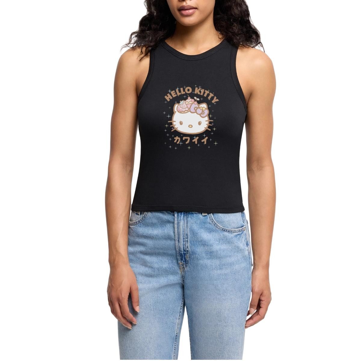 T-Shirt Hello Kitty Kawaii Stil Cropped Frauen Organic Tank Top