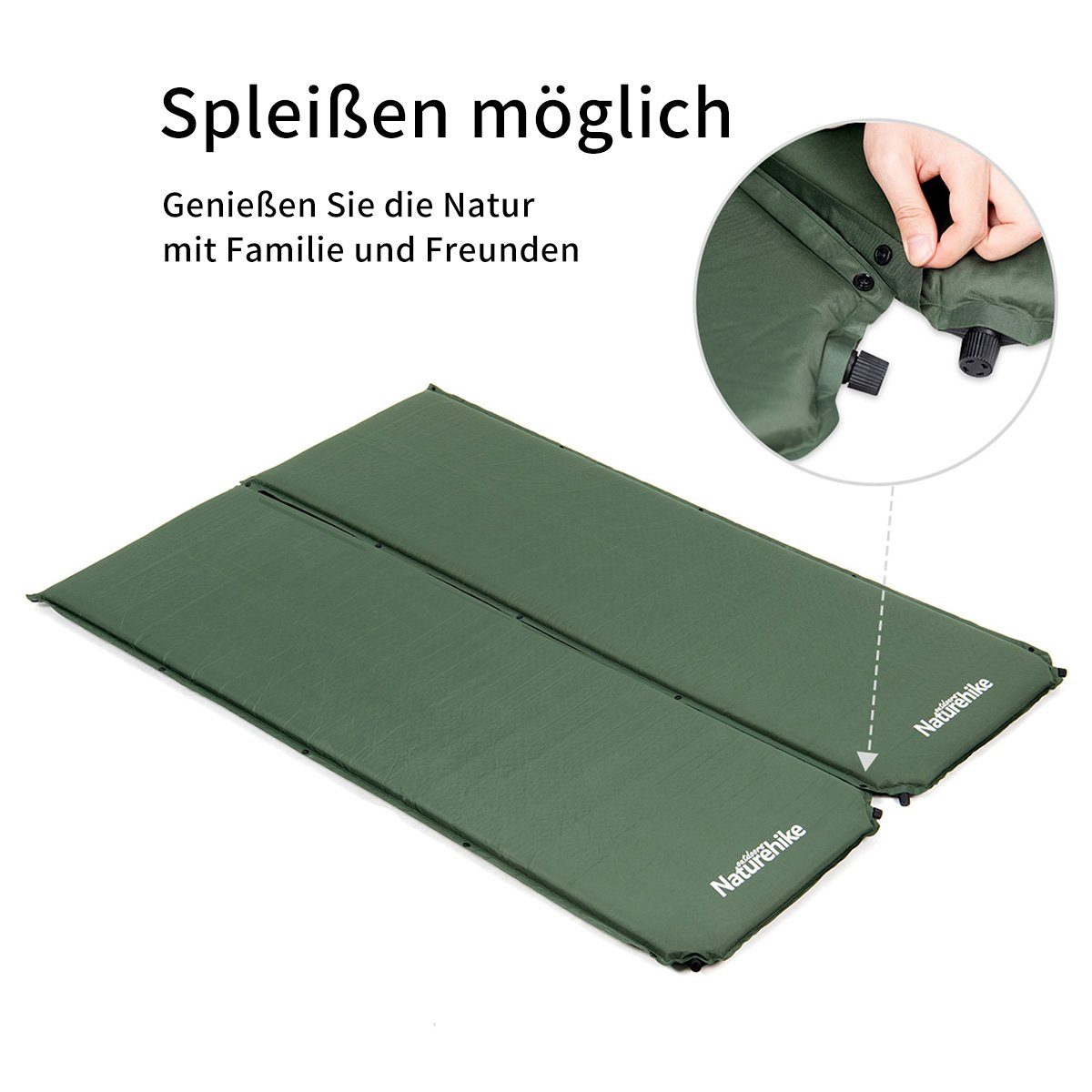 Naturehike Isomatte Selbstaufblasend Wasserdicht dick Ultraleicht Campingmatte, 5cm Grün