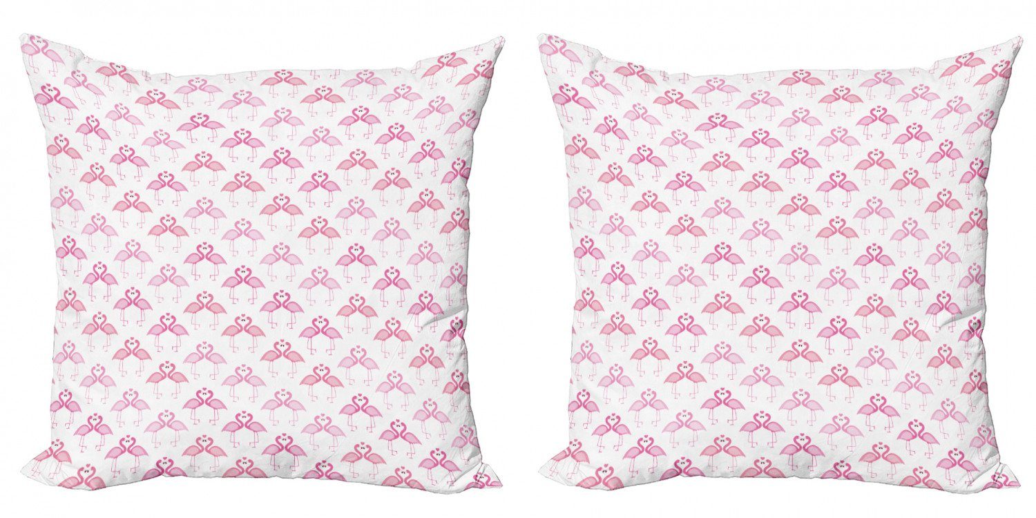 Kissenbezüge Modern Accent Doppelseitiger Digitaldruck, Abakuhaus (2 Stück), Hawaii Cutsy Liebe Flamingos Kunst