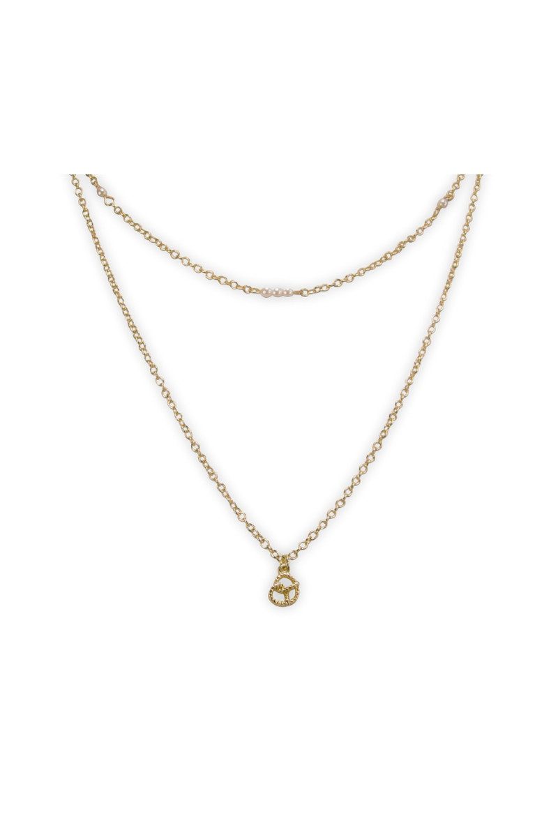 Alpenflüstern Kette mit Anhänger Trachtenkette - BREZE DOUBLE - gold, silber