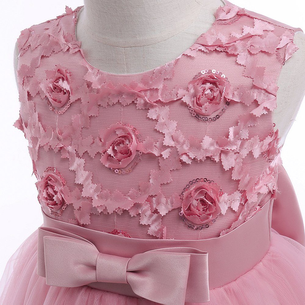 LAPA Abendkleid Kinder Partykleid Prinzessin Blumen Tüll Mädchen Hochzeit Abendkleid Lotusfarbe