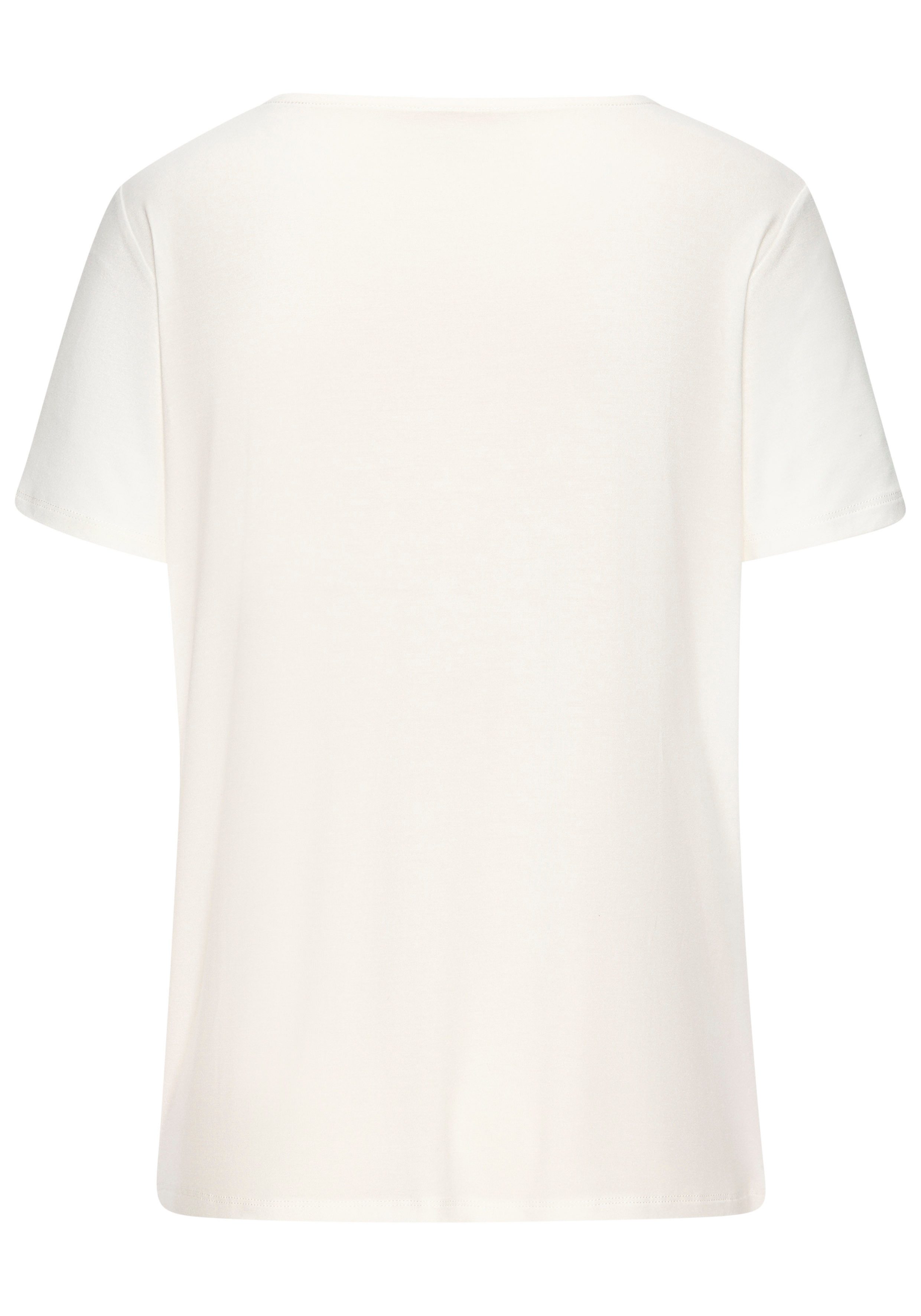 LASCANA T-Shirt mit funkelnden Strass-Steinen vorn aus weichem Viskose-Stretch