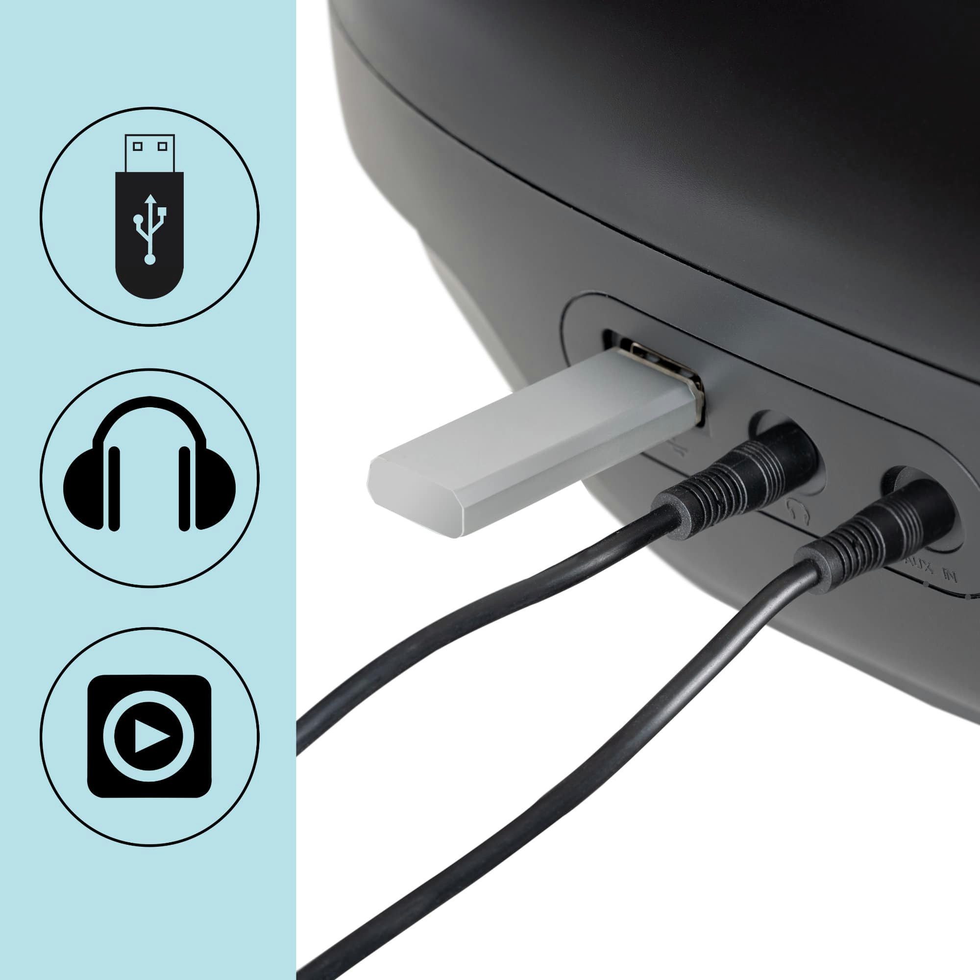 Beatfoxx CDB-1016U BK Bluetooth CD-Player, UKW/MW-Radio, USB und Kassette Boombox (2,4 W, Musikgenuss für zu Hause und unterwegs)