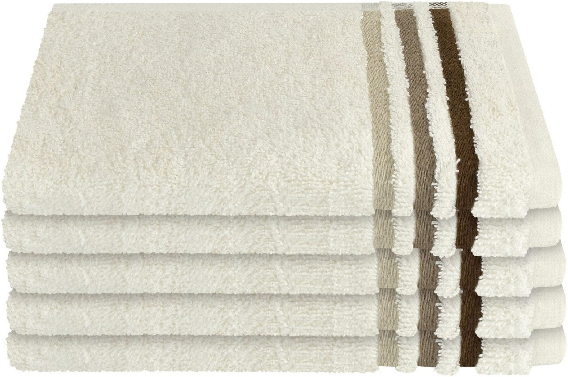 Schiesser Gästehandtücher Skyline Color aus 100 % Baumwolle mit eleganter Streifenbordüre, Frottier (Set, 5-St), OEKO-TEX® MADE IN GREEN