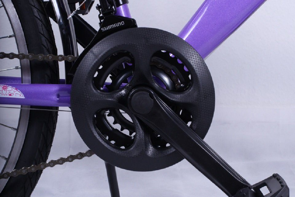 Talson Cityrad 26 Zoll Cityrad, 21 Gang Shimano, Kettenschaltung, mit Beleuchtung nach StVZO und Gepäckträger Lila