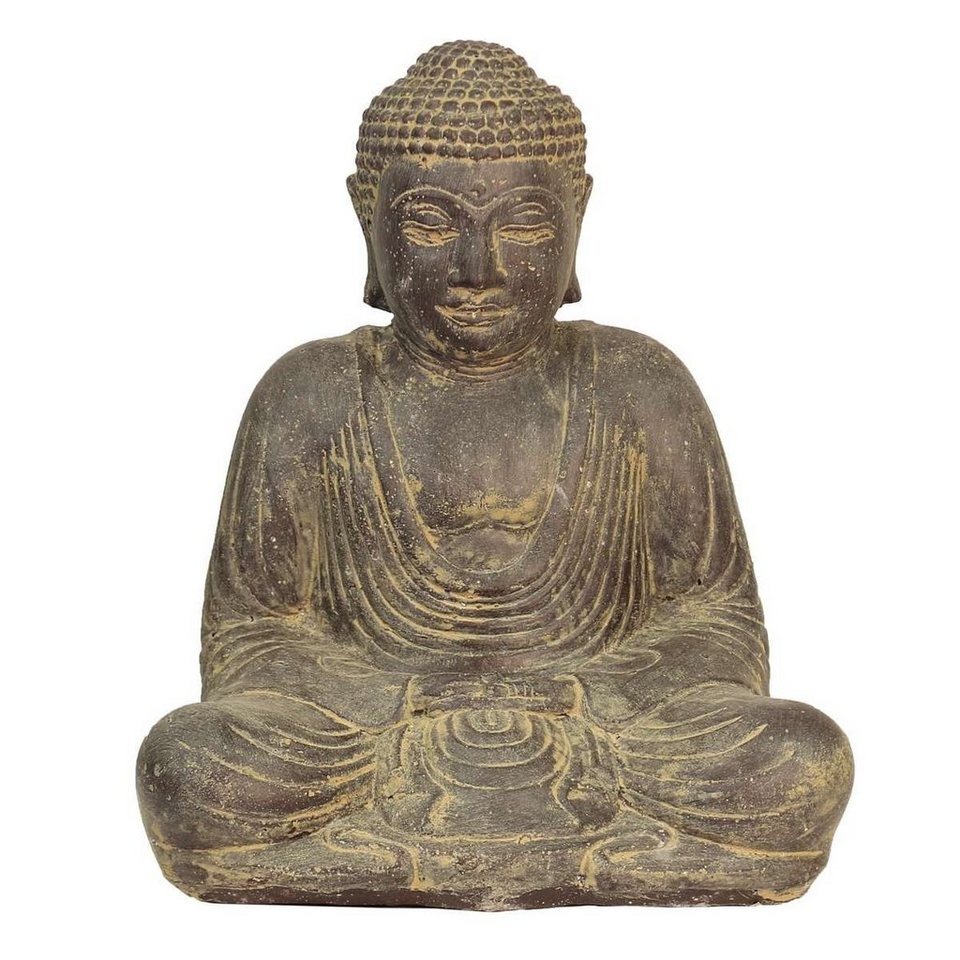 Oriental Galerie Dekofigur Japan Buddha Figur Gartenfigur aus Lavastein  Sitzend 20 cm (1 St), traditionelle Herstellung in Handarbeit im  Ursprungsland