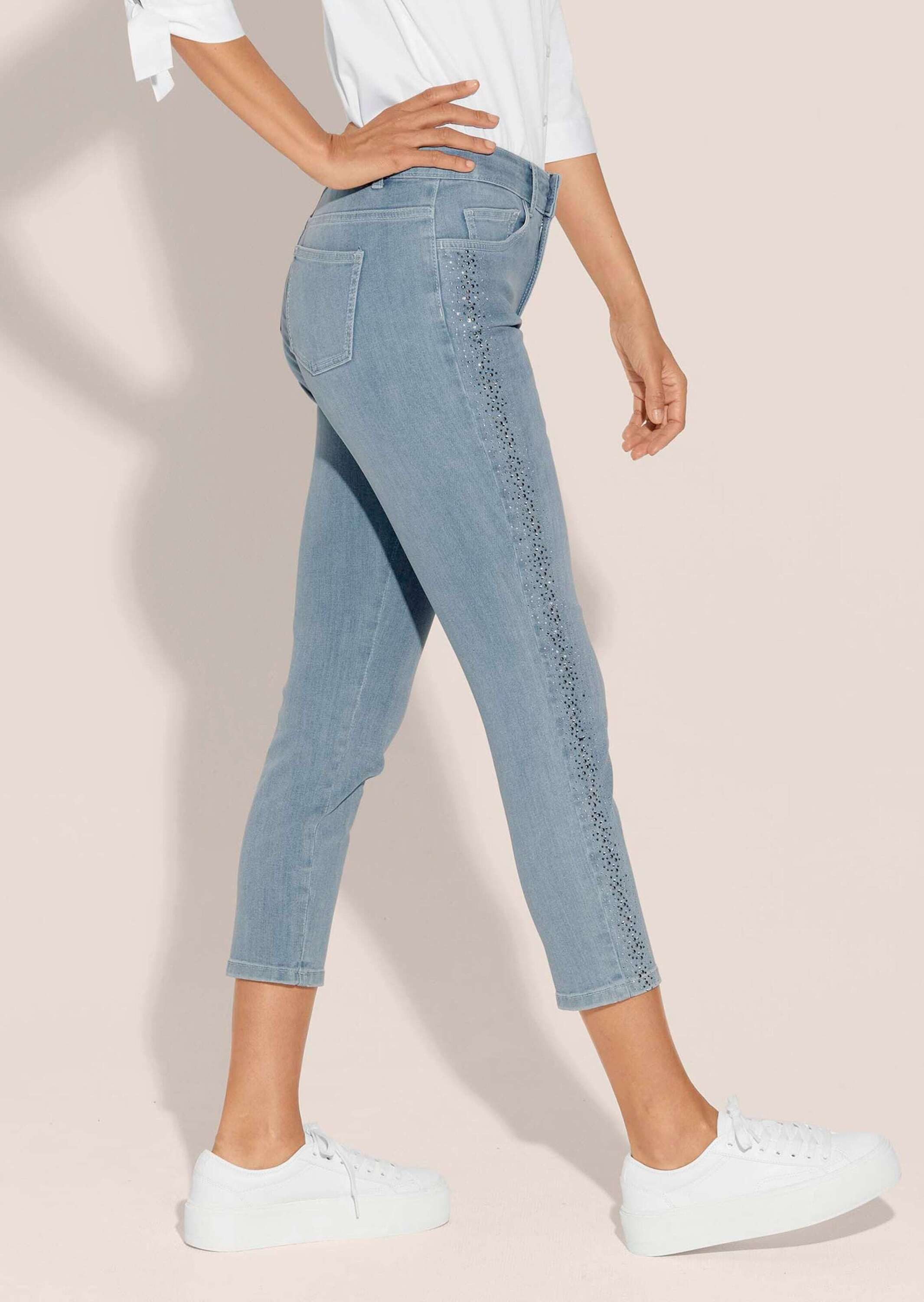 MADELEINE Gerade Jeans Schlanke 7/8-Jeans mit Glanz-Effekt