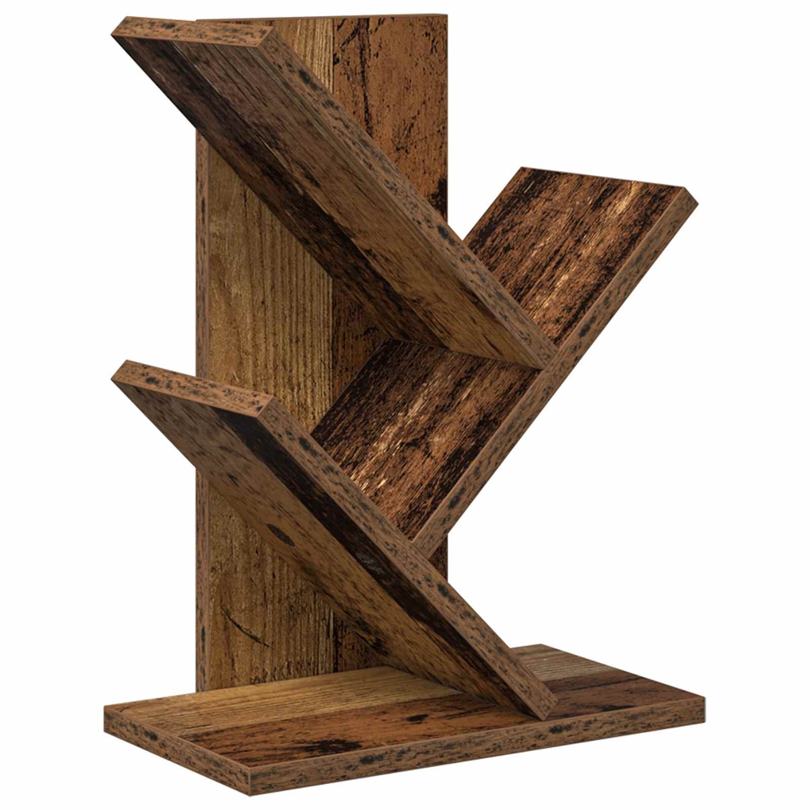 vidaXL Bücherregal Baumbücherregal 3-stöckig 30 x 18 x 40 cm Holzwerkstoff Altholz, 1-tlg.