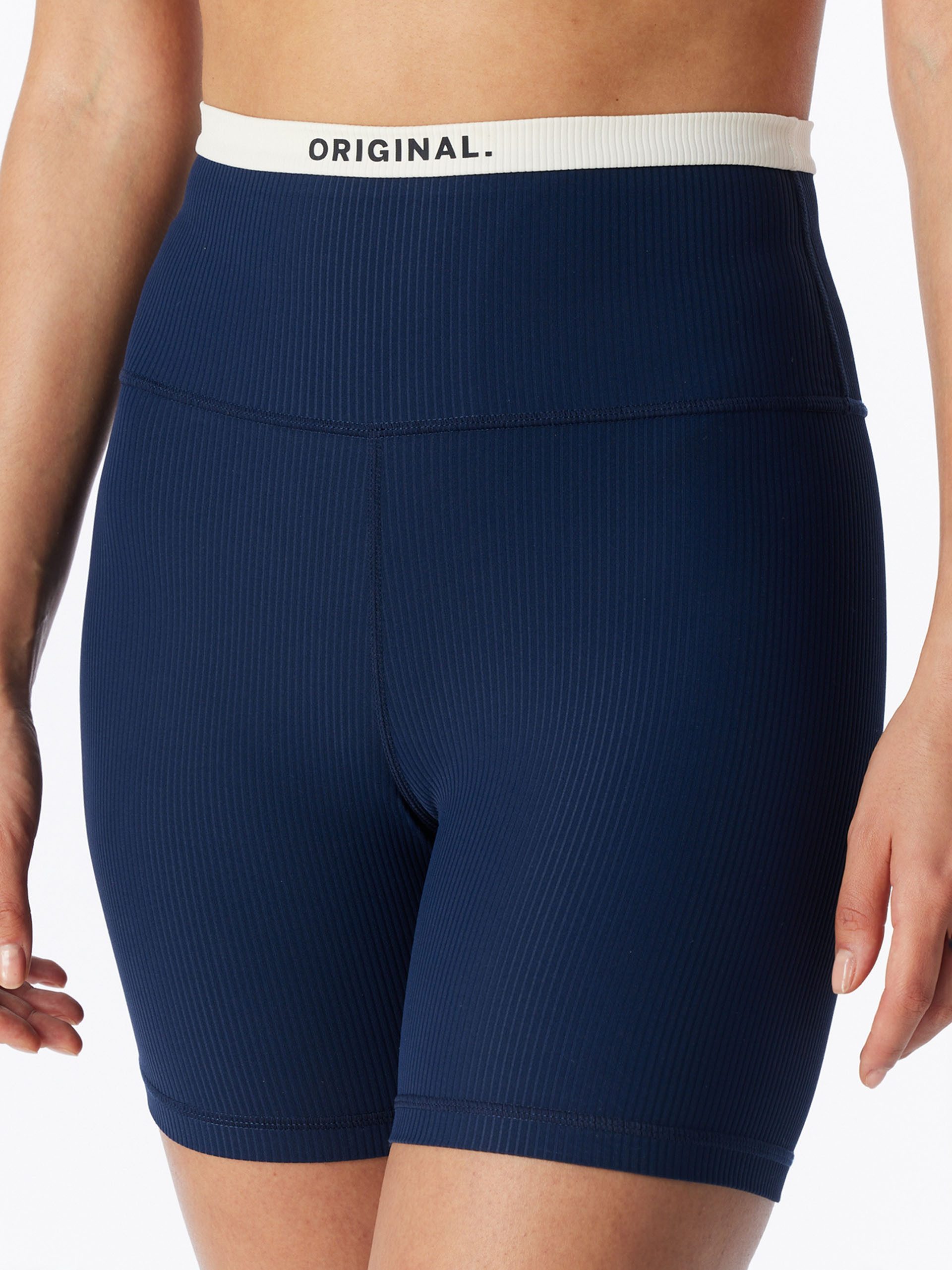 Schiesser Shorts High Waist Bikershorts - elastische Doppelrippe - Active - hoher Leib Kurze Sommerhose Freizeitshorts Training Yoga Gym Komfort Qualität