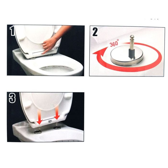 duschy WC-Sitz Slim Sense Red mit Absenkautomatik und Schnellverschluss Toilettendeckel WC-Brille 805-43 NY11135