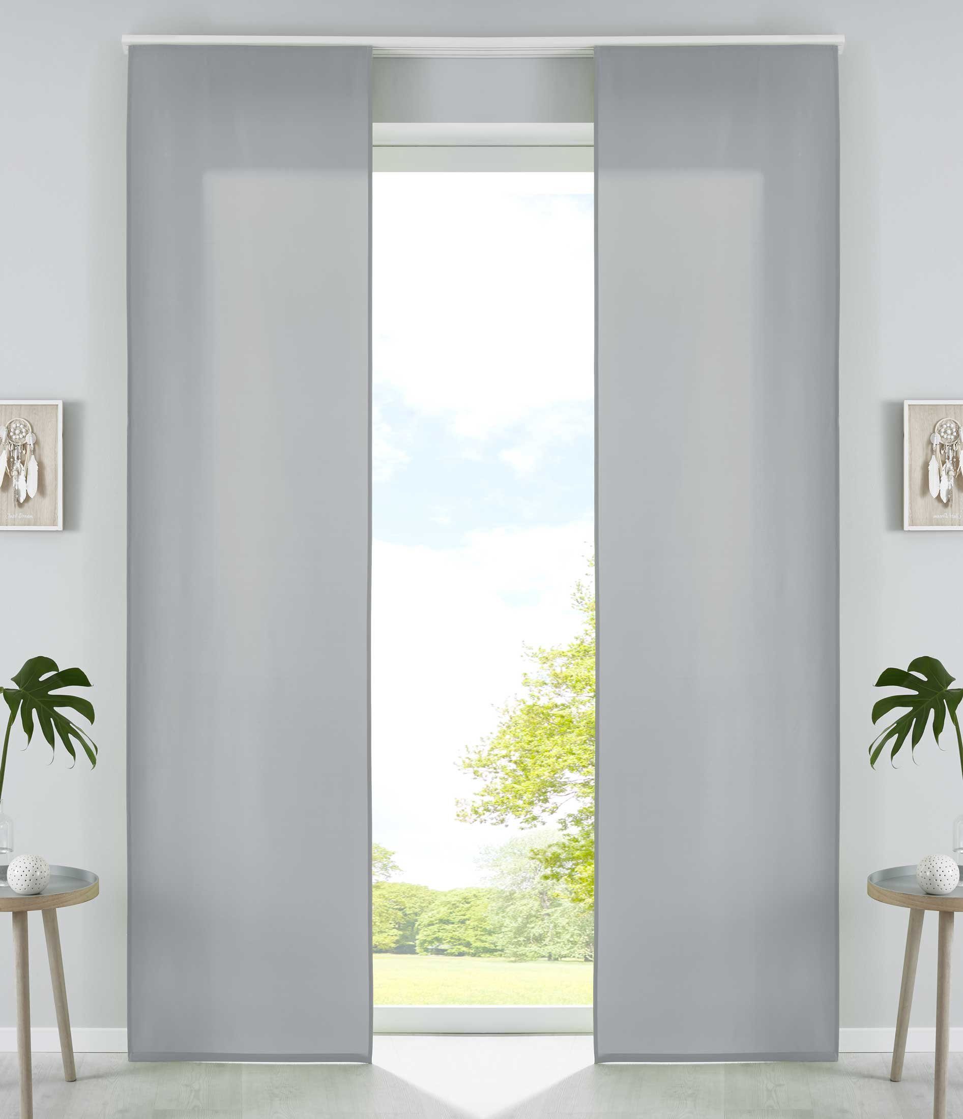 Gardinenbox Schiebegardine (2 St), Paneelwagen, blickdicht, Flächenvorhänge Mikrofaser Blickdicht Matt mit Paneelwagen 85600N2