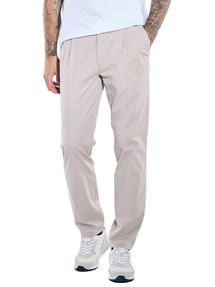 emilio adani Stoffhose Herren Modische Chino mit Bundfalten, Beige