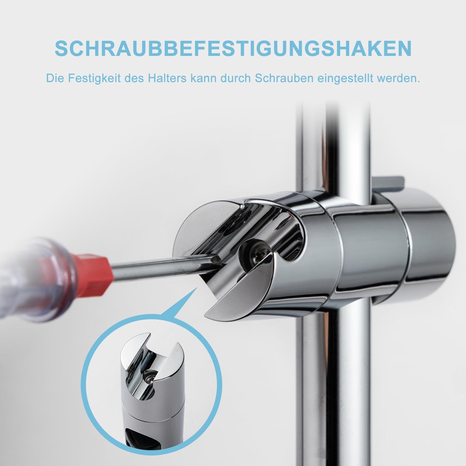 FOUORTUNATE-BEE Brausehalter Halterung Duschkopfhalter für Gleitstange Verstellbar 18-25 mm – Bild 5 von 5