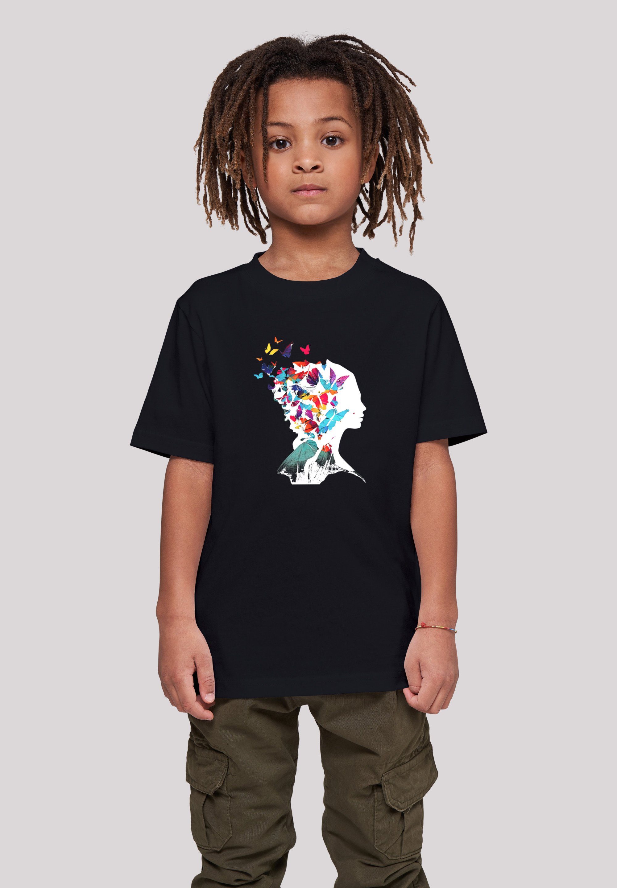 F4NT4STIC T-Shirt Schmetterling Silhouette TEE UNISEX Print schwarz