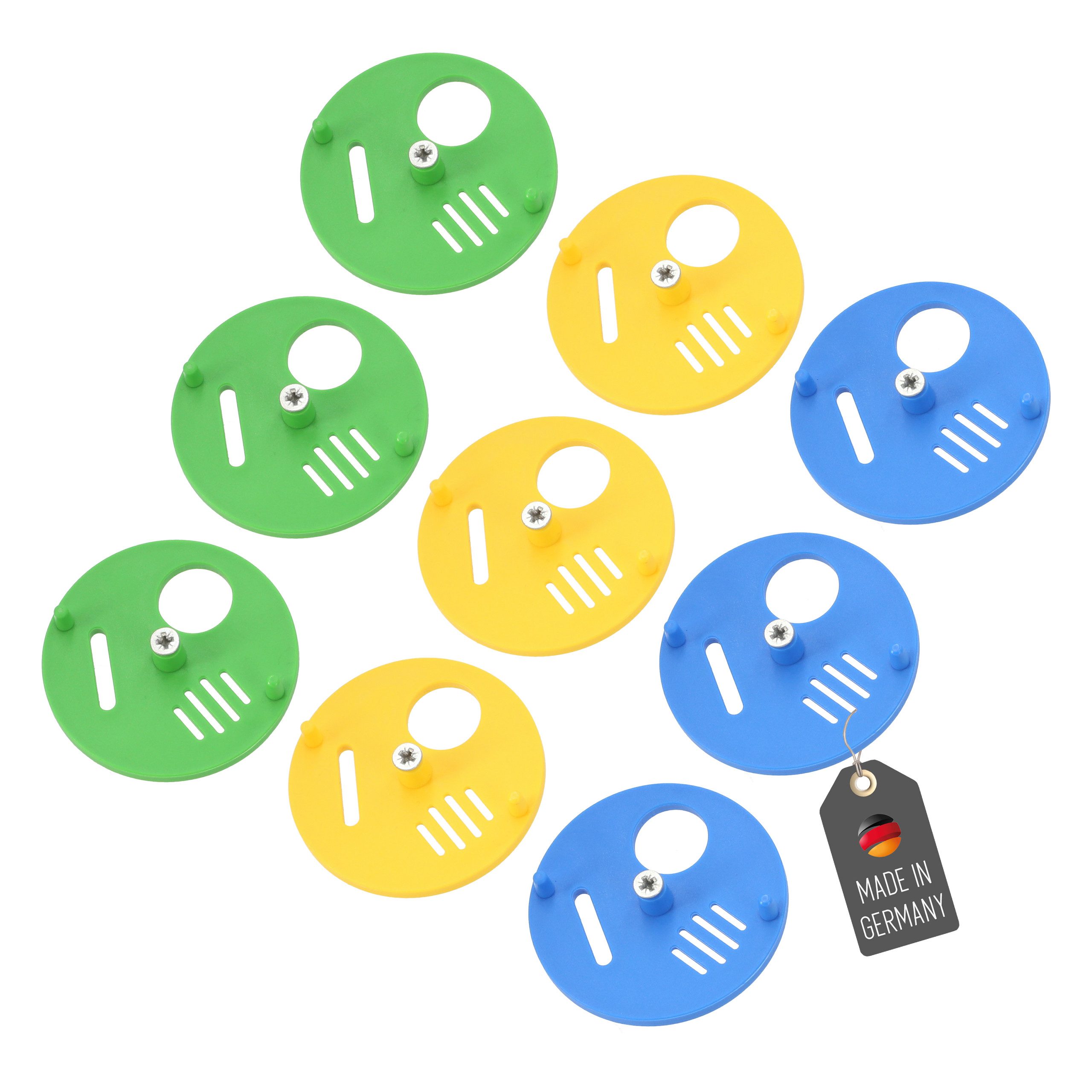 Lantelme Insektenhotel 9 Stück Bienen Fluglochrosette Imkerei Imker Bienenkasten Imkerbedarf, (9-St., Deutsche Herstellung, 9 Rosetten mit Schrauben im Set), Kunststoff