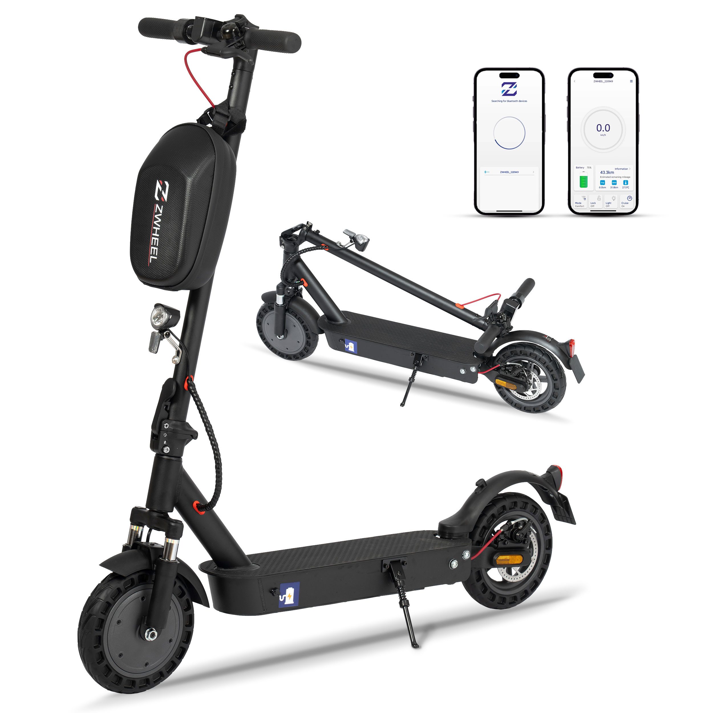 ZWHEEL E-Scooter 10 Zoll E9 Max E-roller mit Straßenzulassung (ABE), 500,00 W, 20,00 km/h, (mit Schutzblechen), 360Wh Max 40 km Reichweite, klappbarer E-roller (mit Schutzblechen)