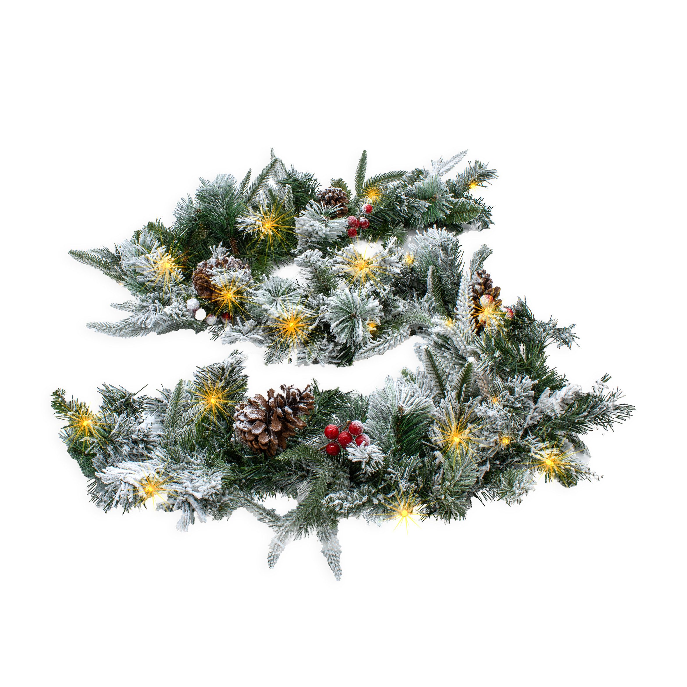 Spetebo Girlanden Weihnachtsgirlande oder -Kranz mit Schnee und roten Beere günstig online kaufen