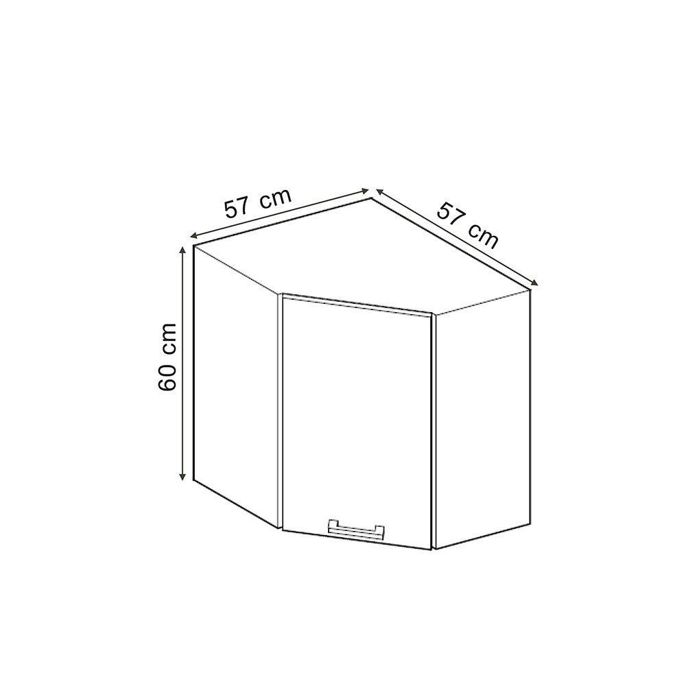 Vicco Eckhängeschrank R-Line, Schwarz Hochglanz/Weiß, 57 cm (1-St)