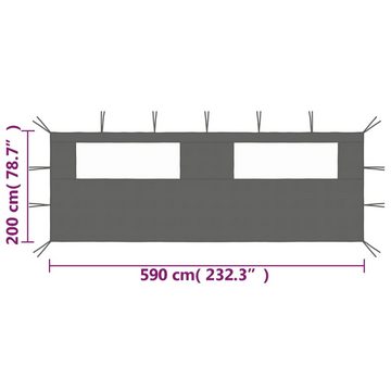 DOTMALL Gartenhaus-Seitenwand Pavillon-Seitenwand mit Fenstern 6x2 m Anthrazit