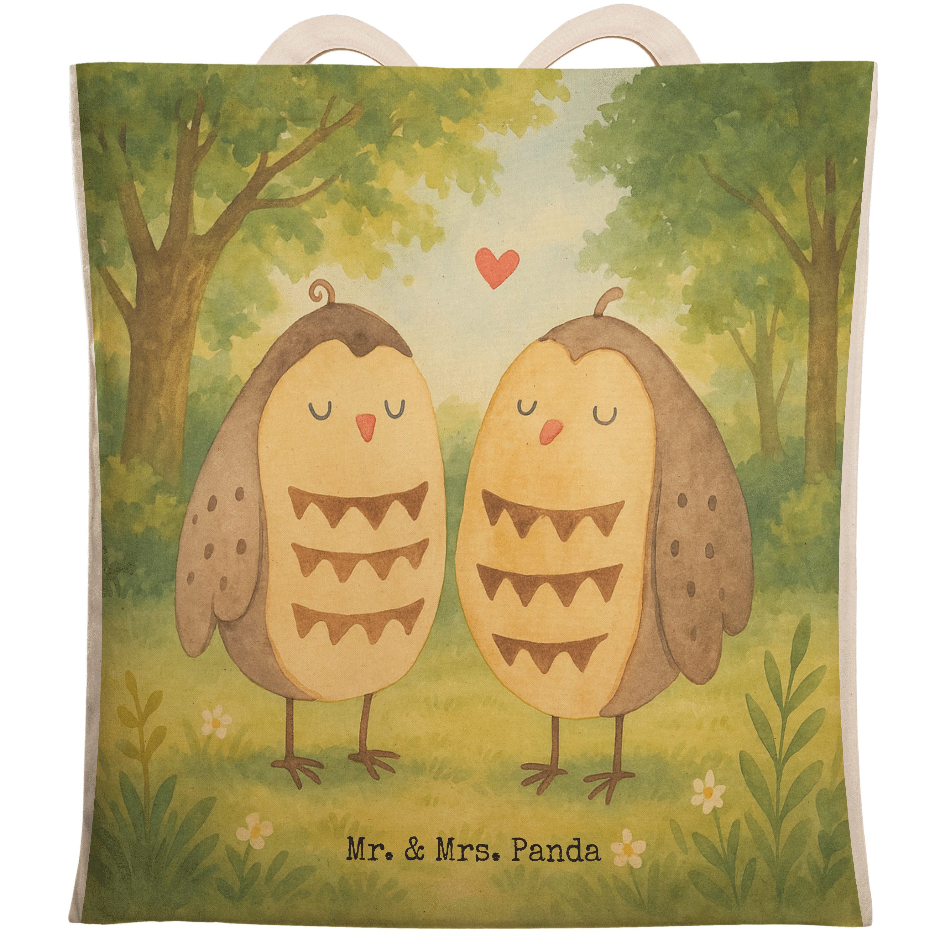 Tragetasche Eulen Liebe Design, Tote Bag, Weiß, Verliebt, Beutel, shopping bag, c