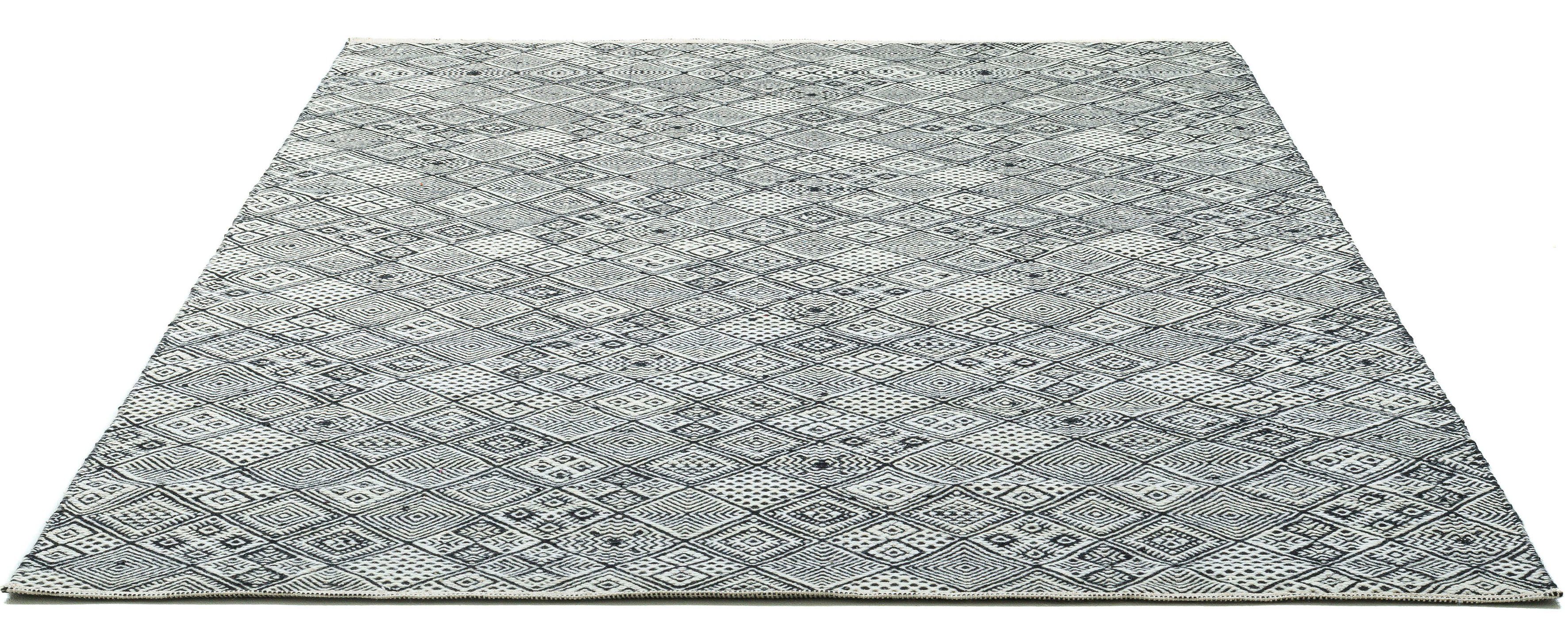 THEKO Wollteppich Molde - 14005, rechteckig, Höhe: 5 mm, Handweb Teppich, reine Wolle, handgewebt, Scandi Design, Rauten Muster