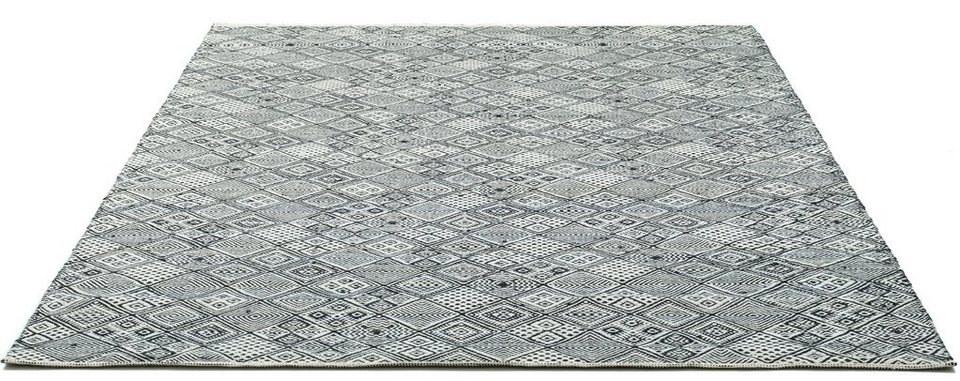 Wollteppich Molde - 14005, THEKO, rechteckig, Höhe: 5 mm, Handweb Teppich,  reine Wolle, handgewebt, Scandi Design, Rauten Muster