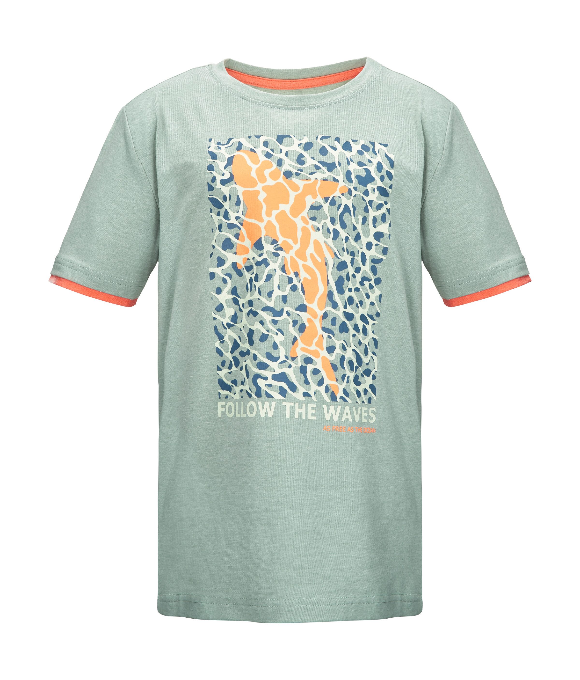 Killtec T-Shirt KOS 132 BYS TSHRT Cooles Hai-Print T-Shirt, farbige Ärmelsäume, ideal für Sommer