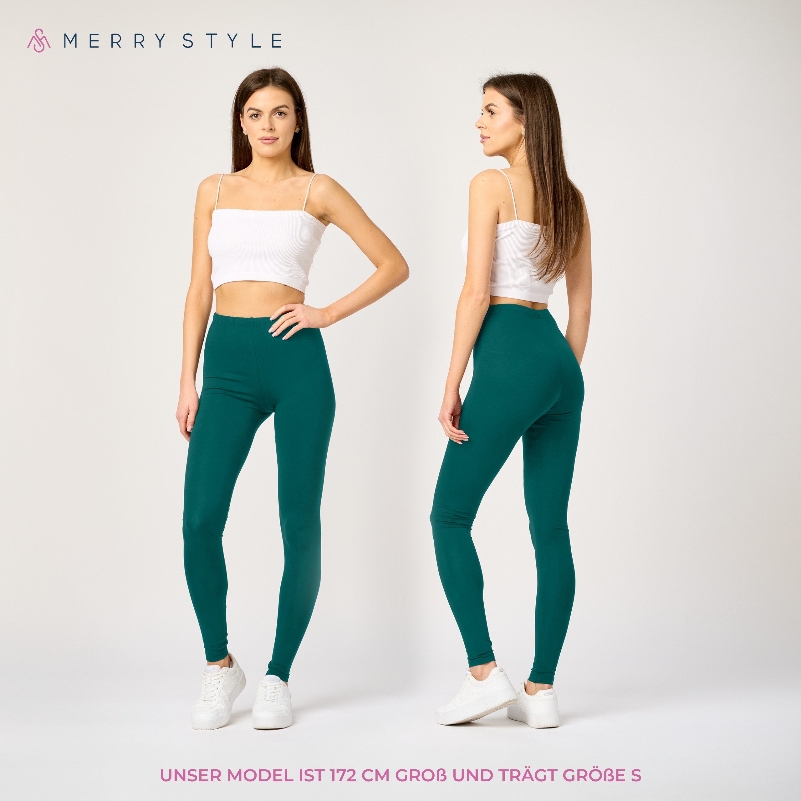Merry Style Leggings Damen Hosen lang aus Viskose MS10-143 (1-tlg) elastischer Bund, atmungsaktiv – Bild 3 von 5