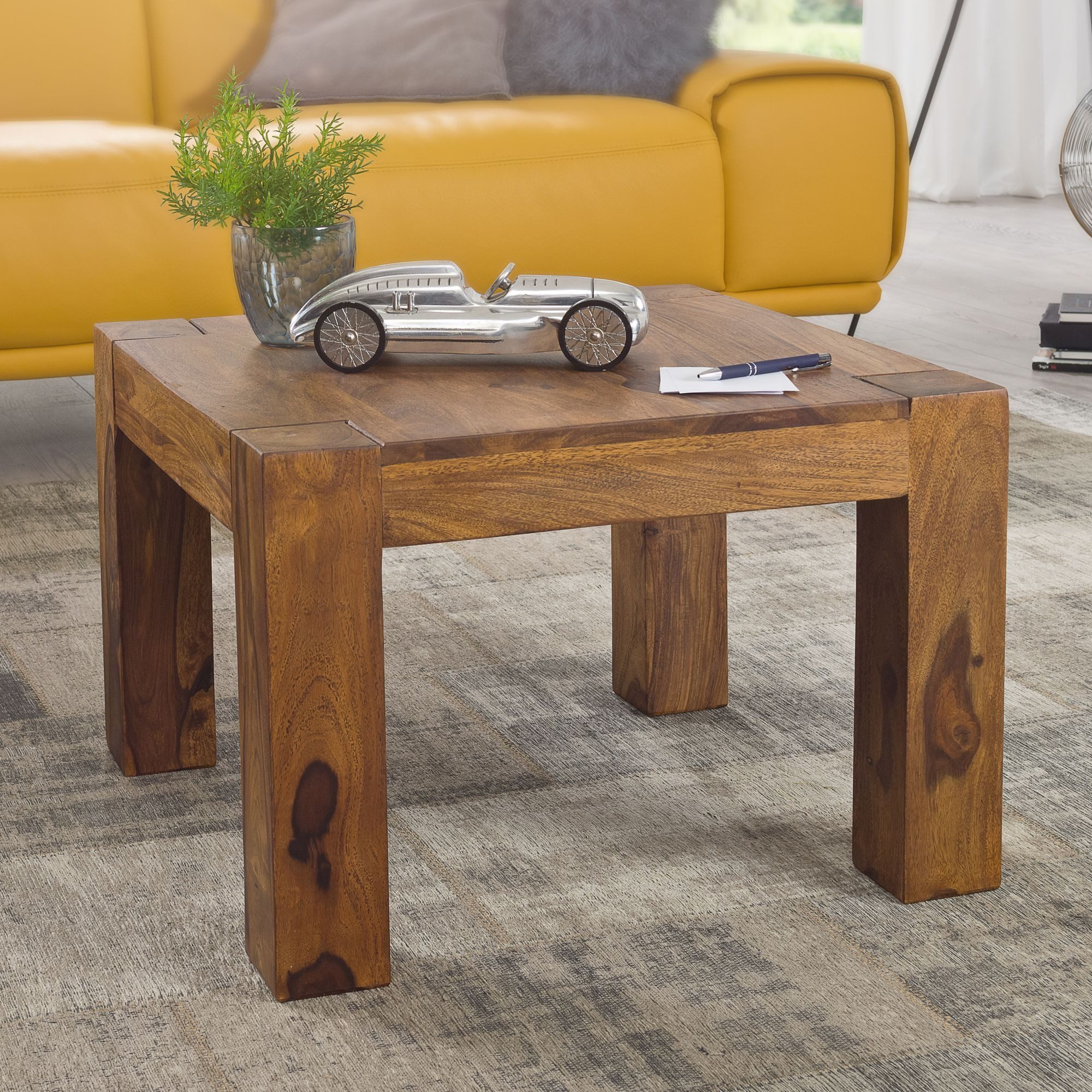FINEBUY Couchtisch SuVa1173_1 (Massivholz, 60x60x40cm Quadratisch günstig online kaufen