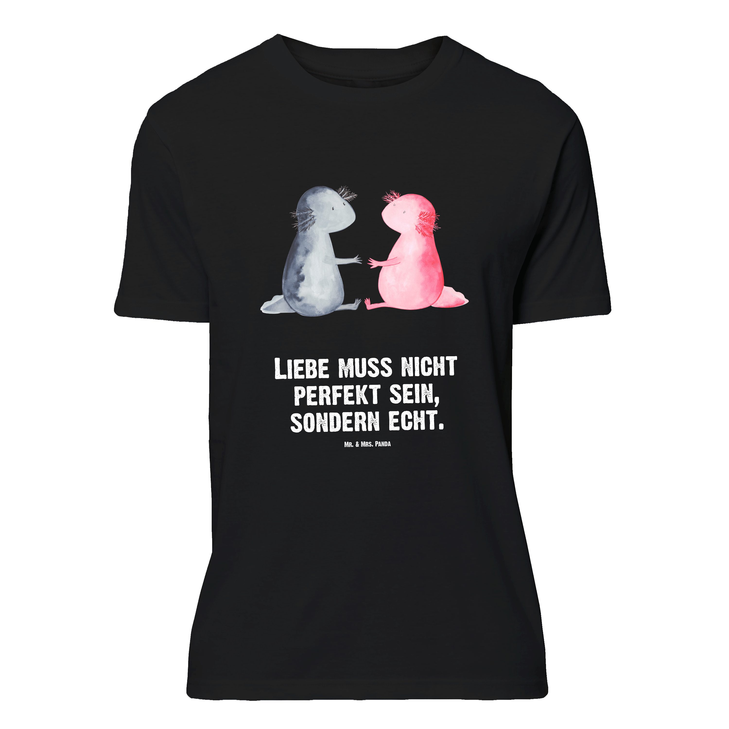 Mr. & Mrs. Panda T-Shirt Axolotl Liebe, Damen, Jubiläum, Tshirt, Männer, Junggesellenabschied, (Packung, 1-tlg., Axolotl Liebe)