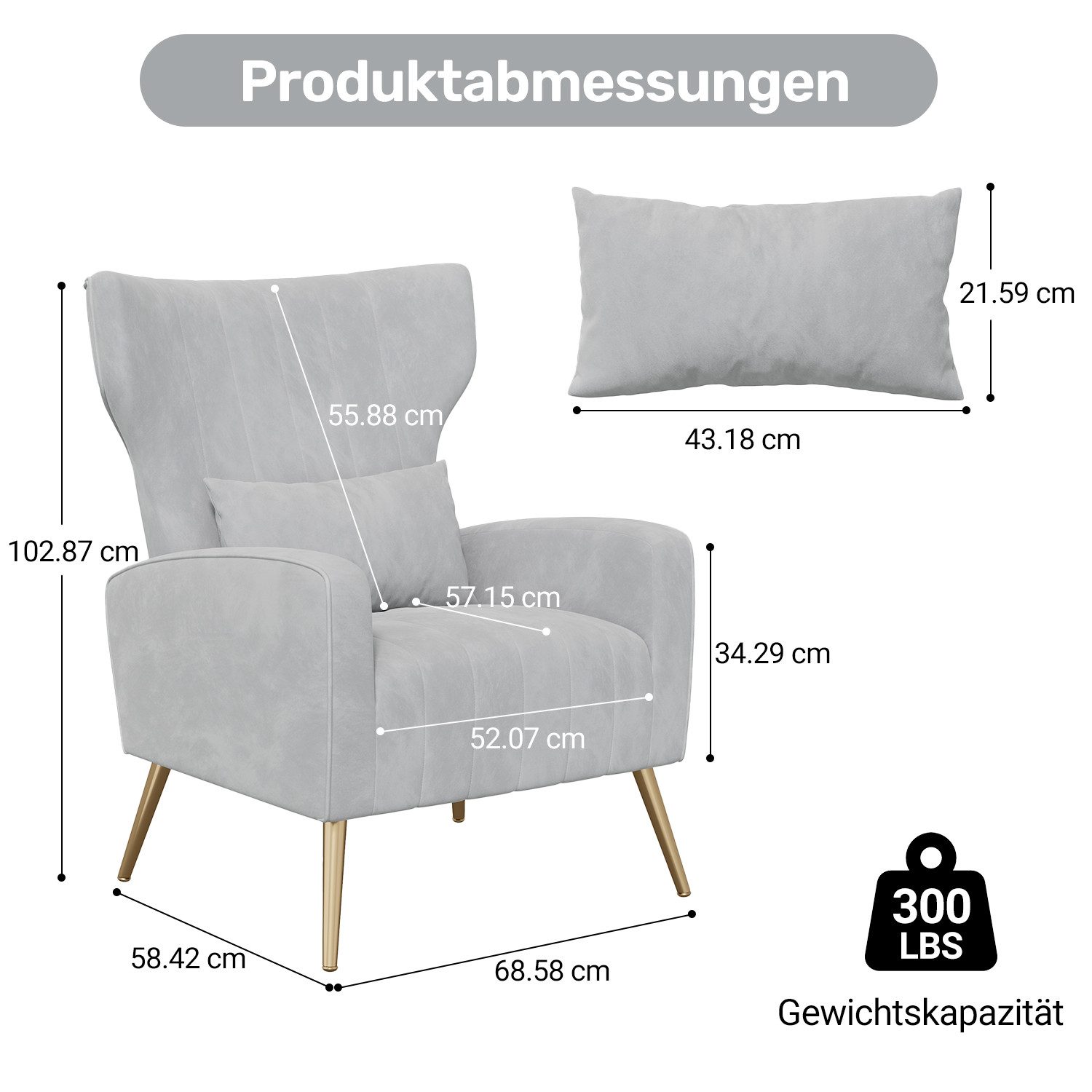 HawthyHome Ohrensessel mit Samtbezug Moderner Loungesessel– Hohe Rückenlehn günstig online kaufen