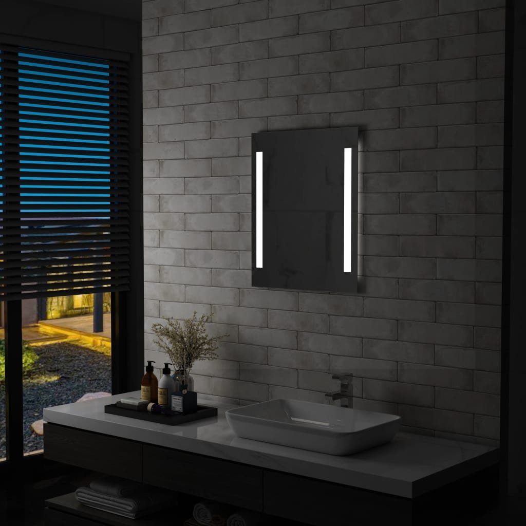 furnicato Wandspiegel Badezimmer-mit LED und Ablage 50×70 cm