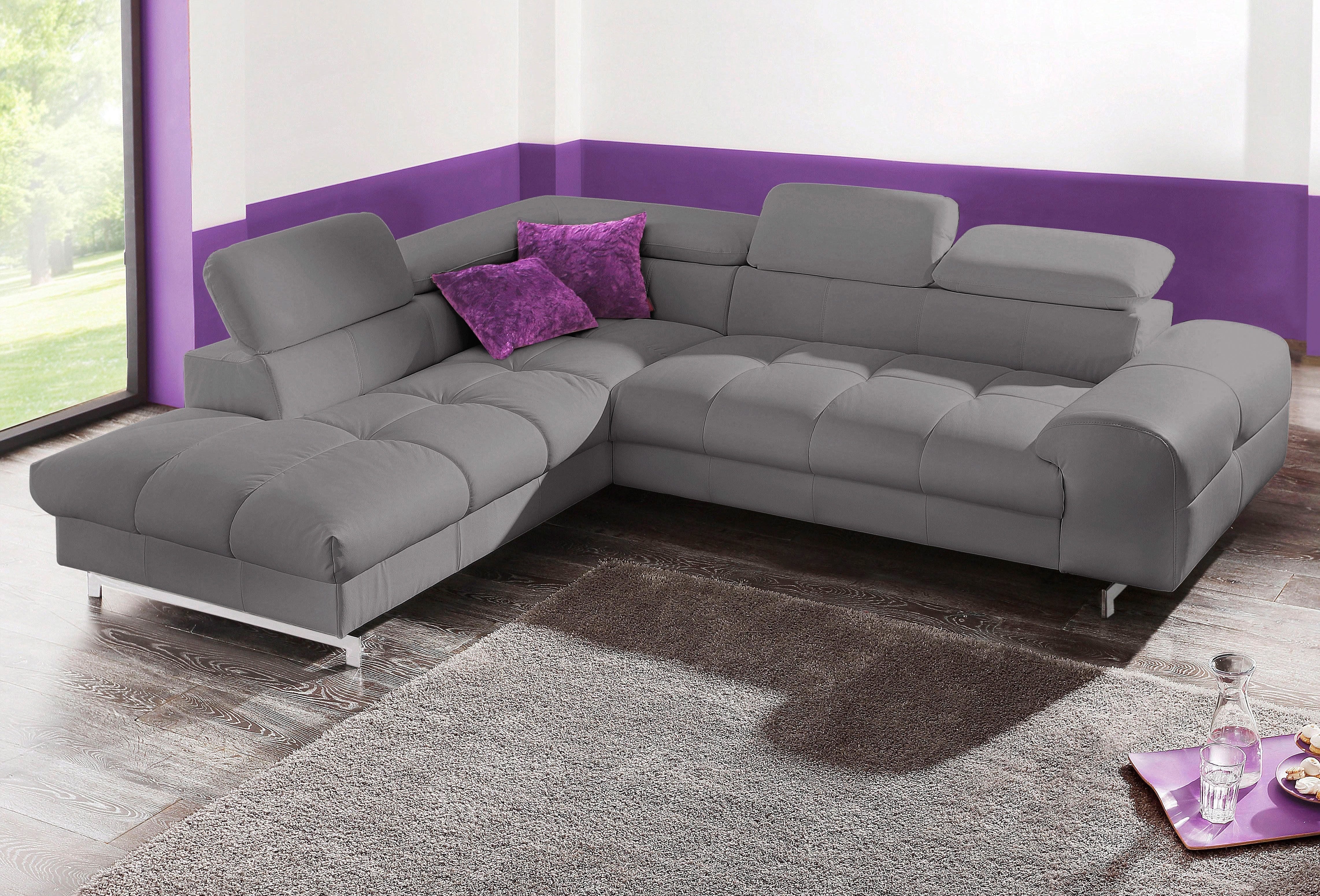 COTTA Polstergarnitur Chef L-Form, (Set), Set bestehend aus: Ecksofa mit Kopfteilverstellung & Hocker