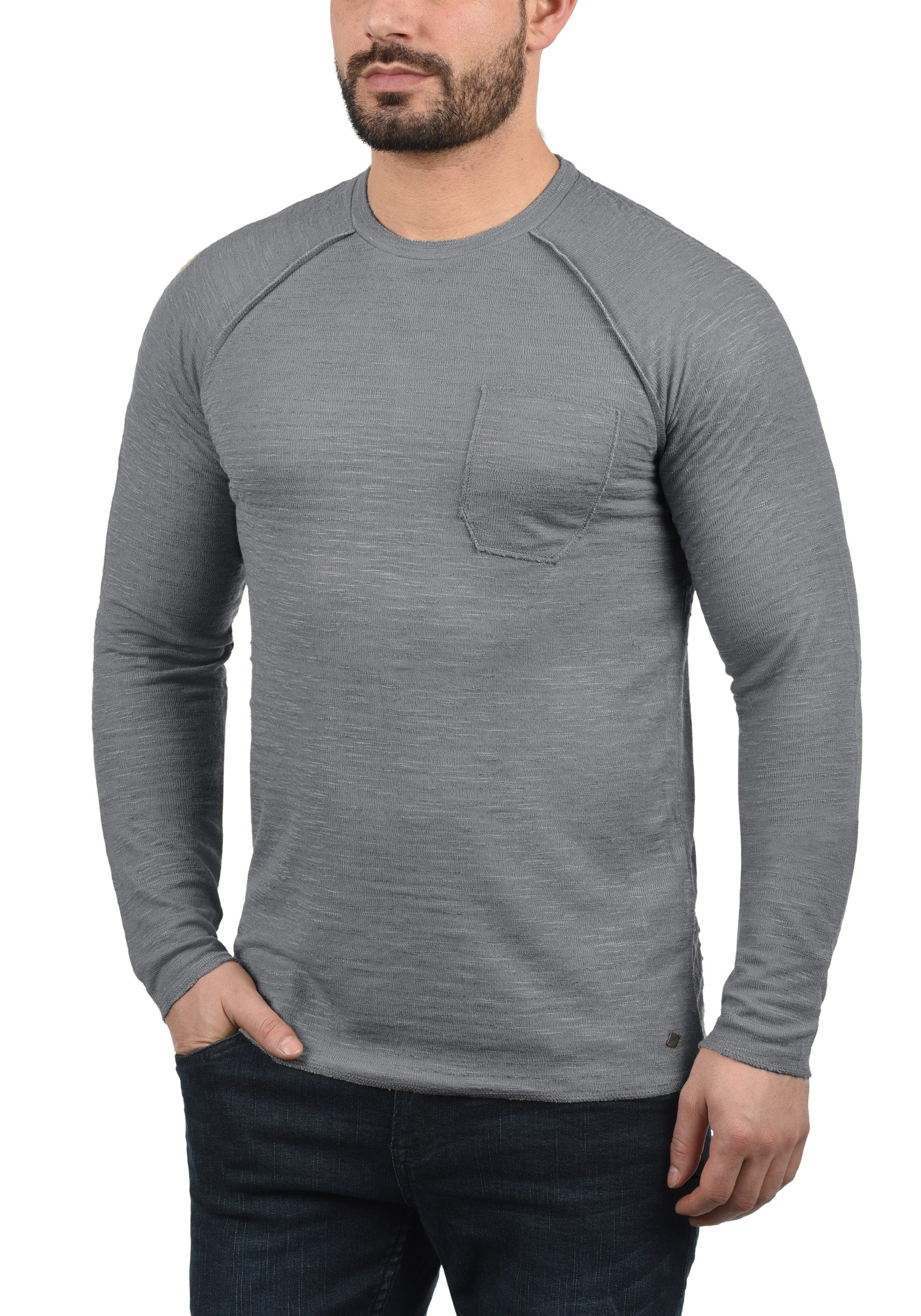 mit !Solid (2842) Grey SDDon Sweatshirt Mid Brusttasche Sweatpullover