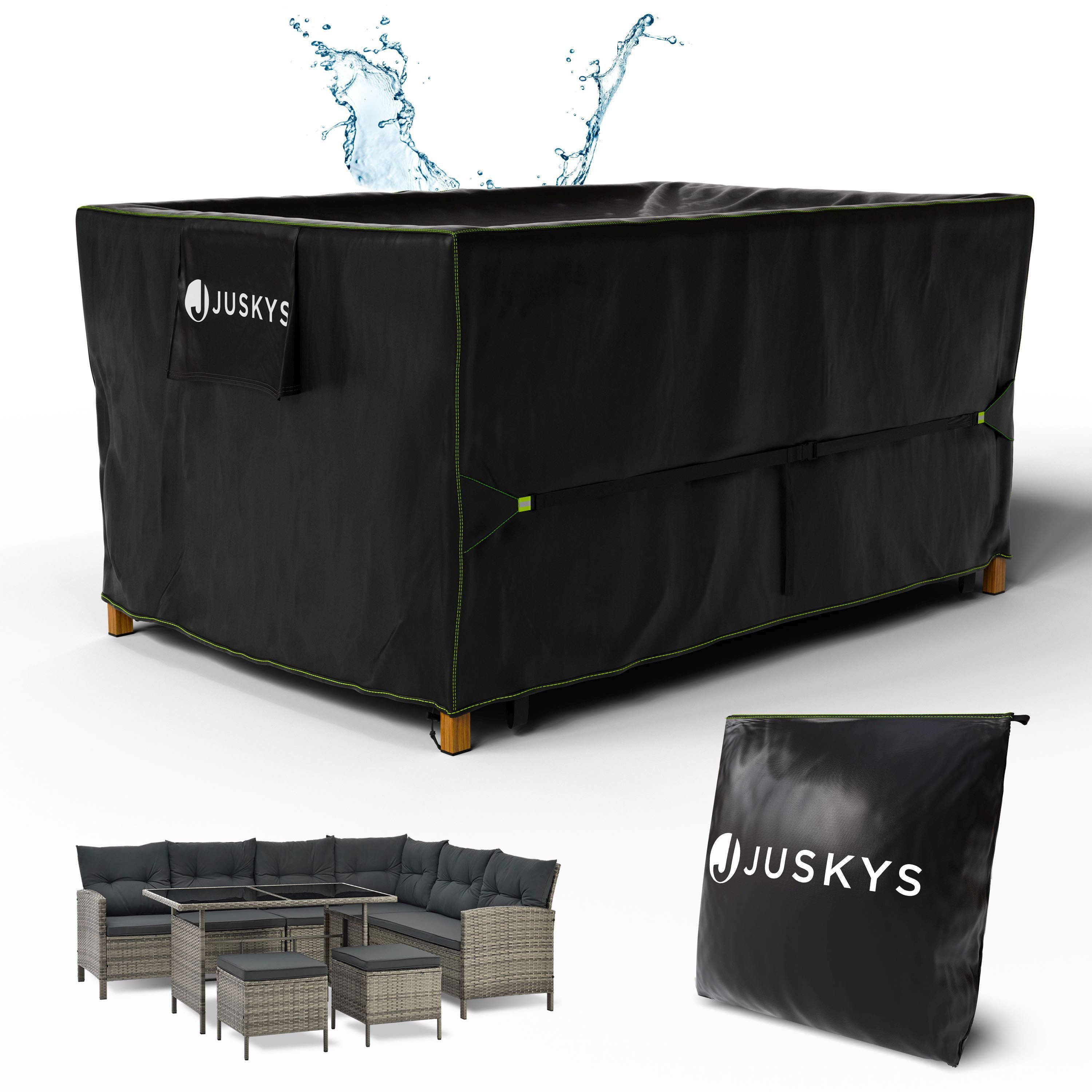 Juskys Gartenmöbel-Schutzhülle CoverSafe Pro 150 x 90 x 75 cm in Schwarz mit 1.500 mm Wassersäule (1-St), Abdeckplane, wasserdicht & winterfest, mit Lüftungsschlitz und Gurten