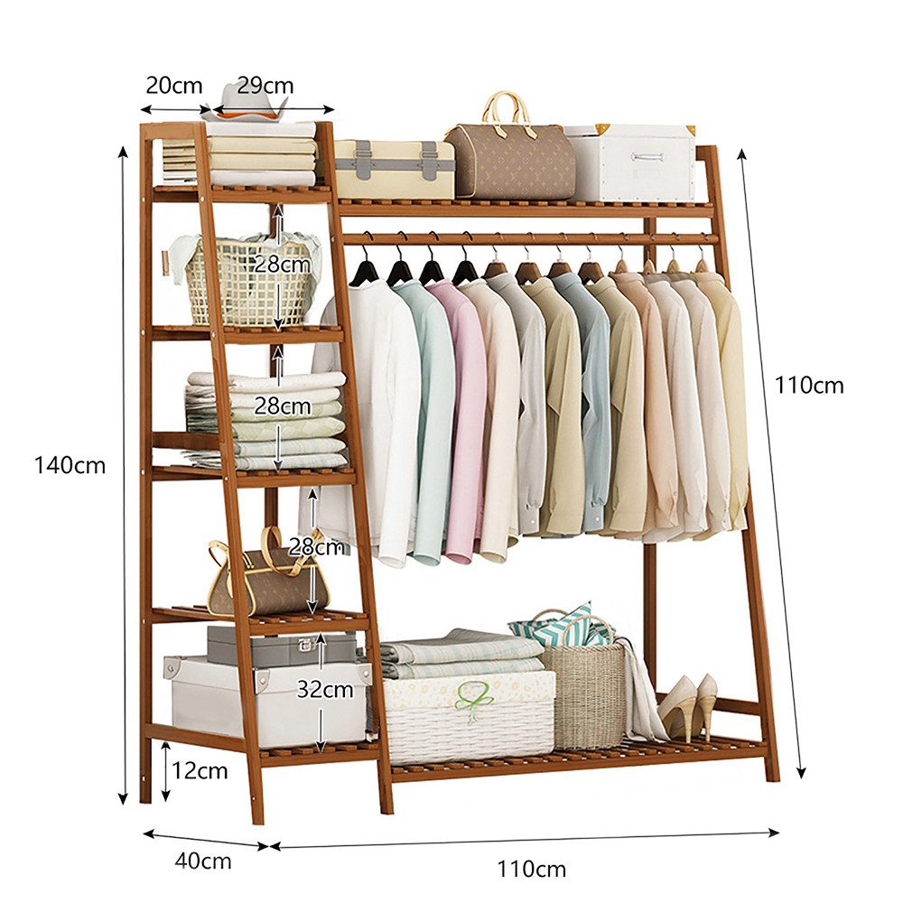WAOHO Kleiderständer Multifunktionale Kleiderständer aus Bambus, Garderoben günstig online kaufen