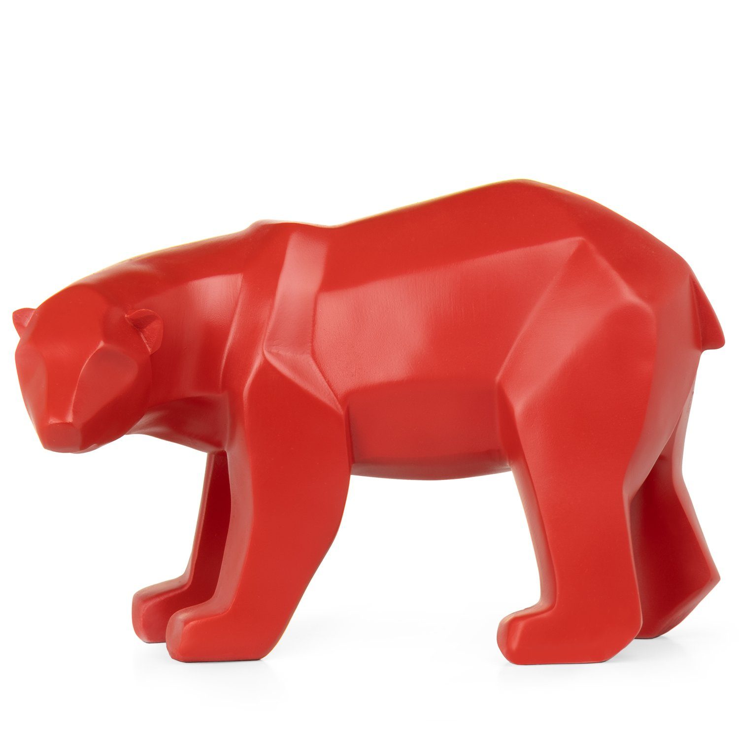 Polyresin Modern Eisbär Skulptur Polygonal rot, Dekofigur Geschenk Deko Geometrische TierFigur Moritz Figuren