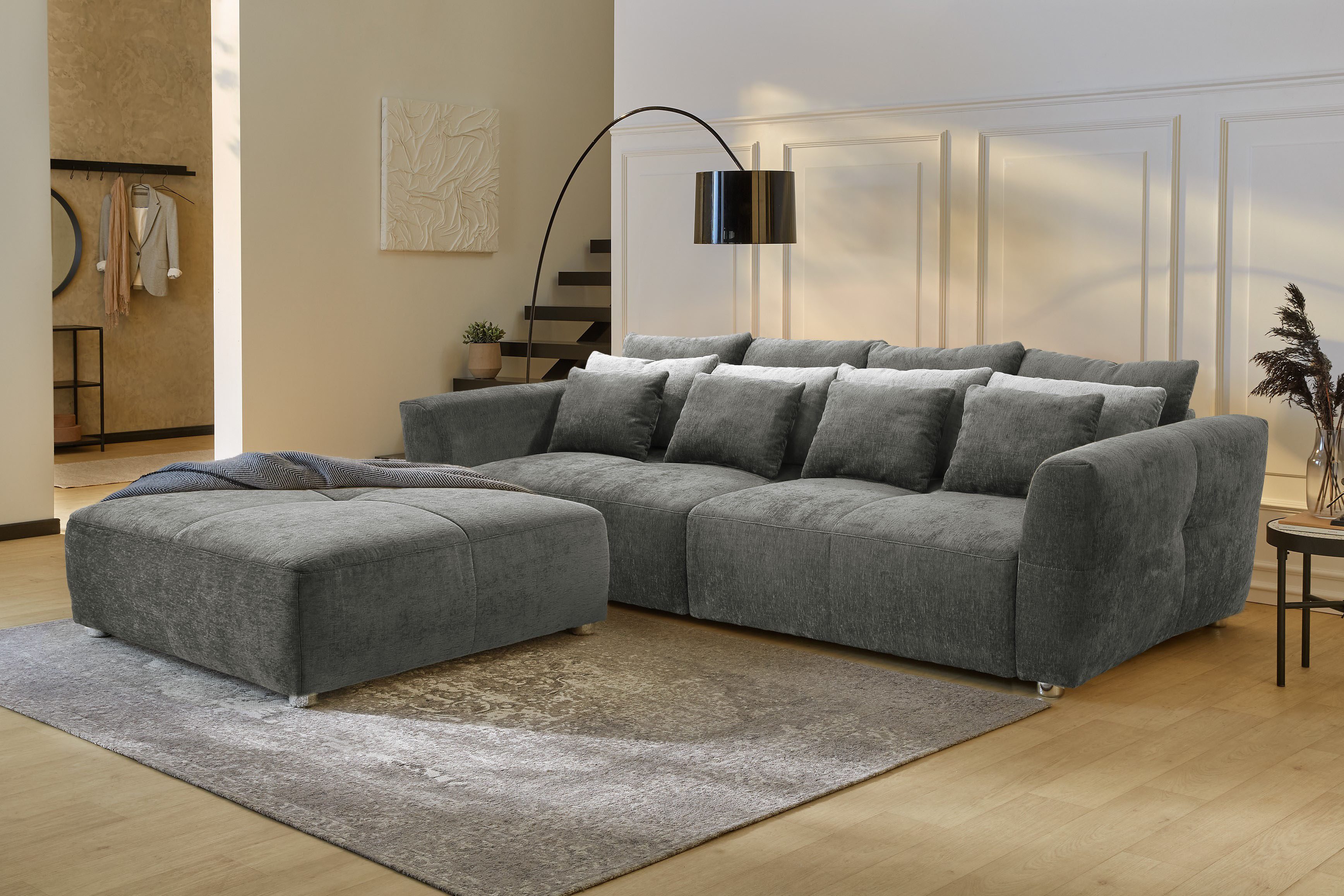 Jockenhöfer Gruppe Big-Sofa Gulliver, B: 298 cm, mit Zierkissen, Federkernpolsterung für angenehmen Sitzkomfort