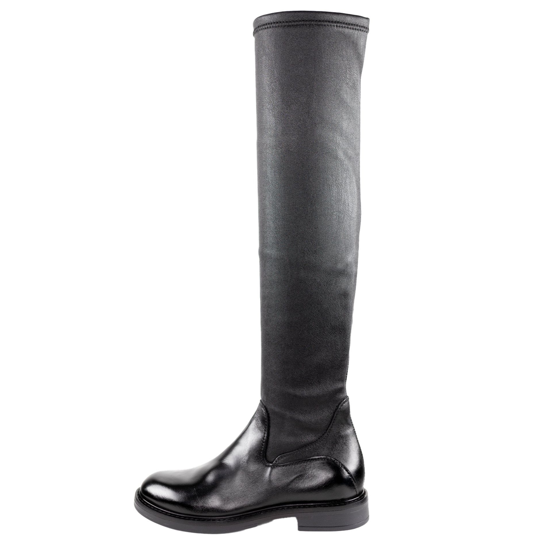 Mjus Damen Stiefel Schuhe Elegant Leder-/Textilkombination Stiefel Overknee Klassisch