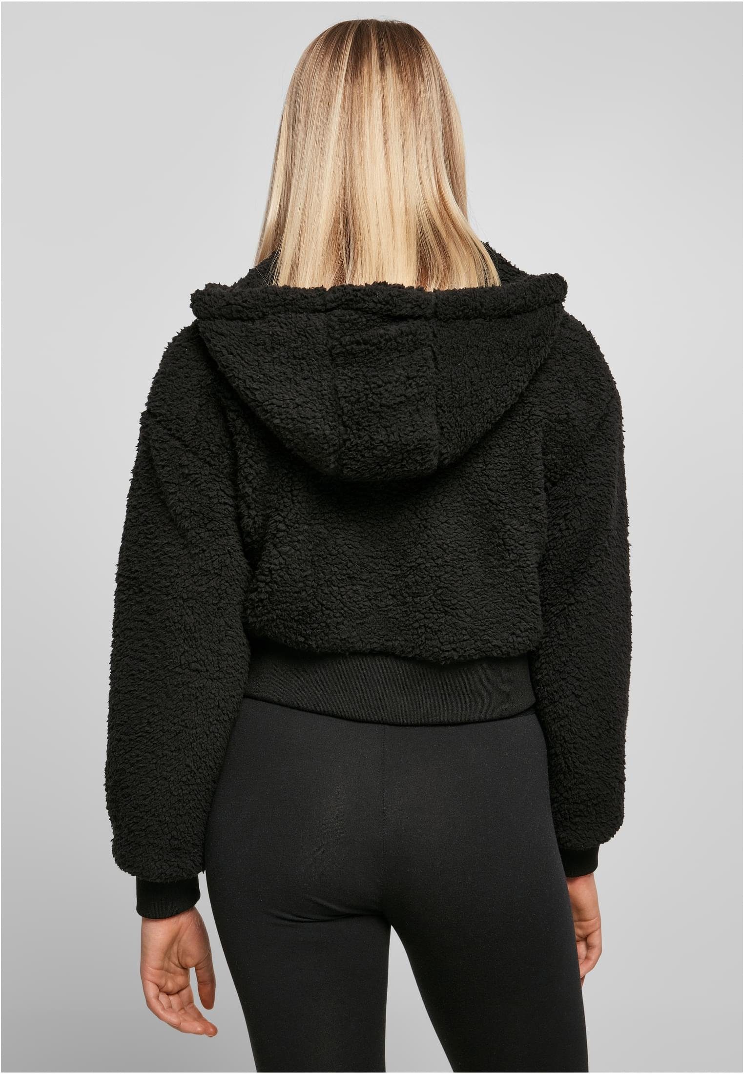 Damen Jacket Sherpa URBAN CLASSICS Ladies Outdoorjacke Short (1-St) black Oversized