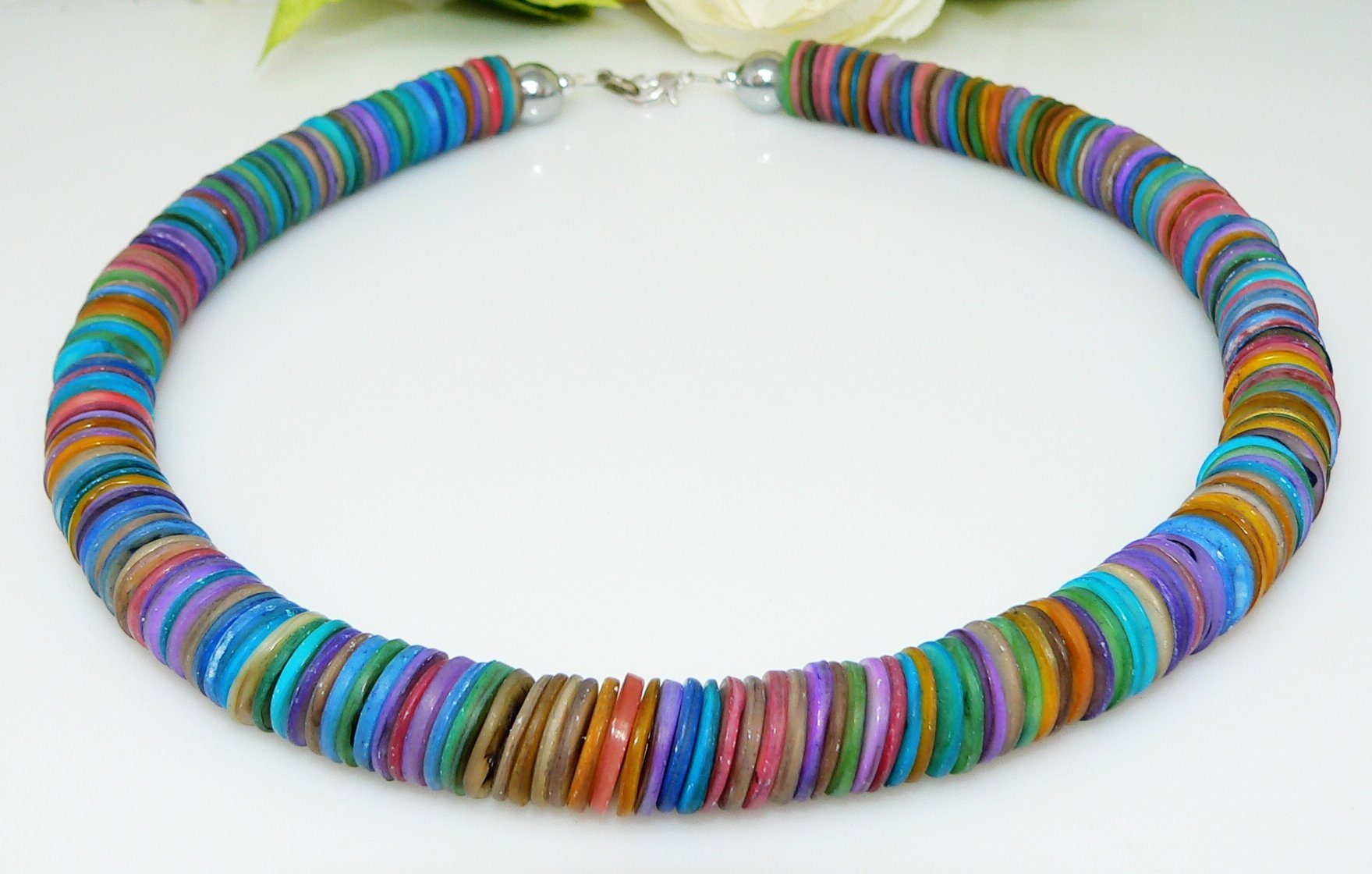 traumschmuck Collier 195a Halskette Muschelkette 12/13mmØ Mehrfarbig multic günstig online kaufen