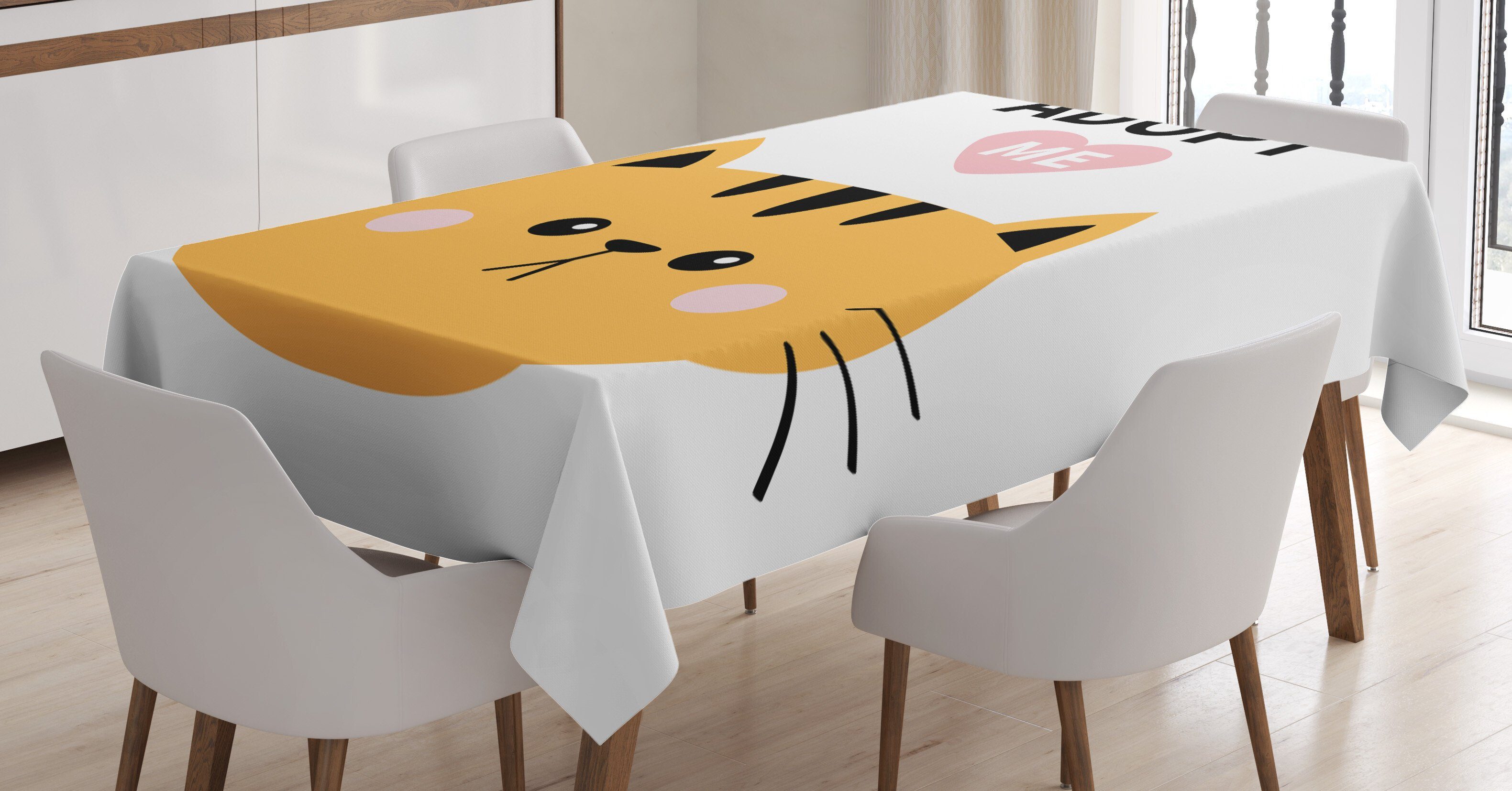 Abakuhaus Tischdecke Farbfest Waschbar Für den Außen Bereich geeignet Klare Farben, Süße Katze Nehmen Sie sich Big Gesicht