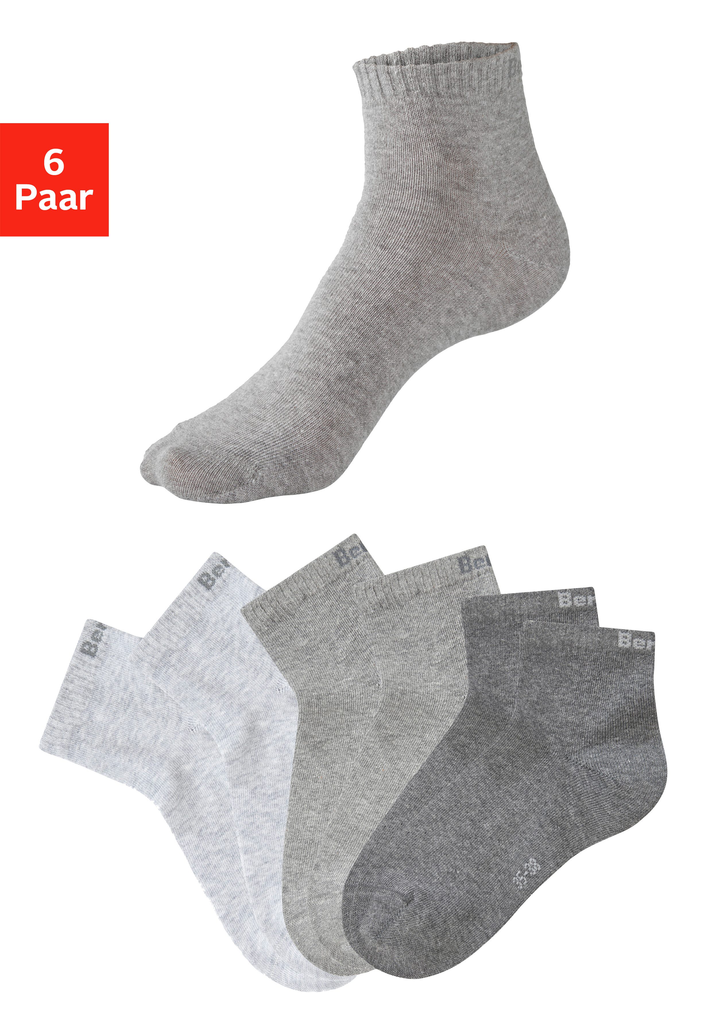 Bench. Kurzsocken für Damen und Herren in Baumwollmischung, für Sport und Freizeit (Packung, 6-Paar, Gr. 35-38 bis 43-46) mit klassischem Logoschriftzug, ohne Frottee
