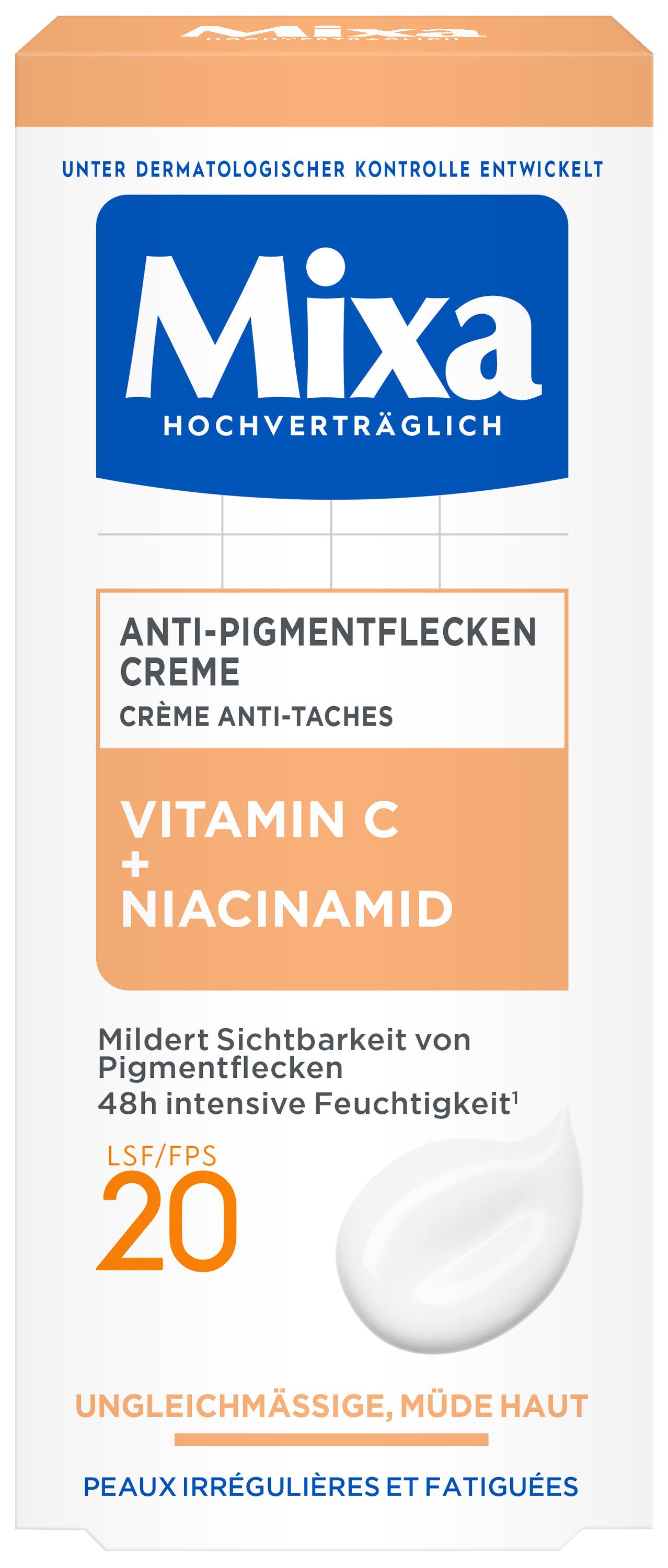 Mixa Körpercreme MIXA ANTI-PIGMENTFLECKEN CREME, pflegt ungleichmäßige, müde Haut