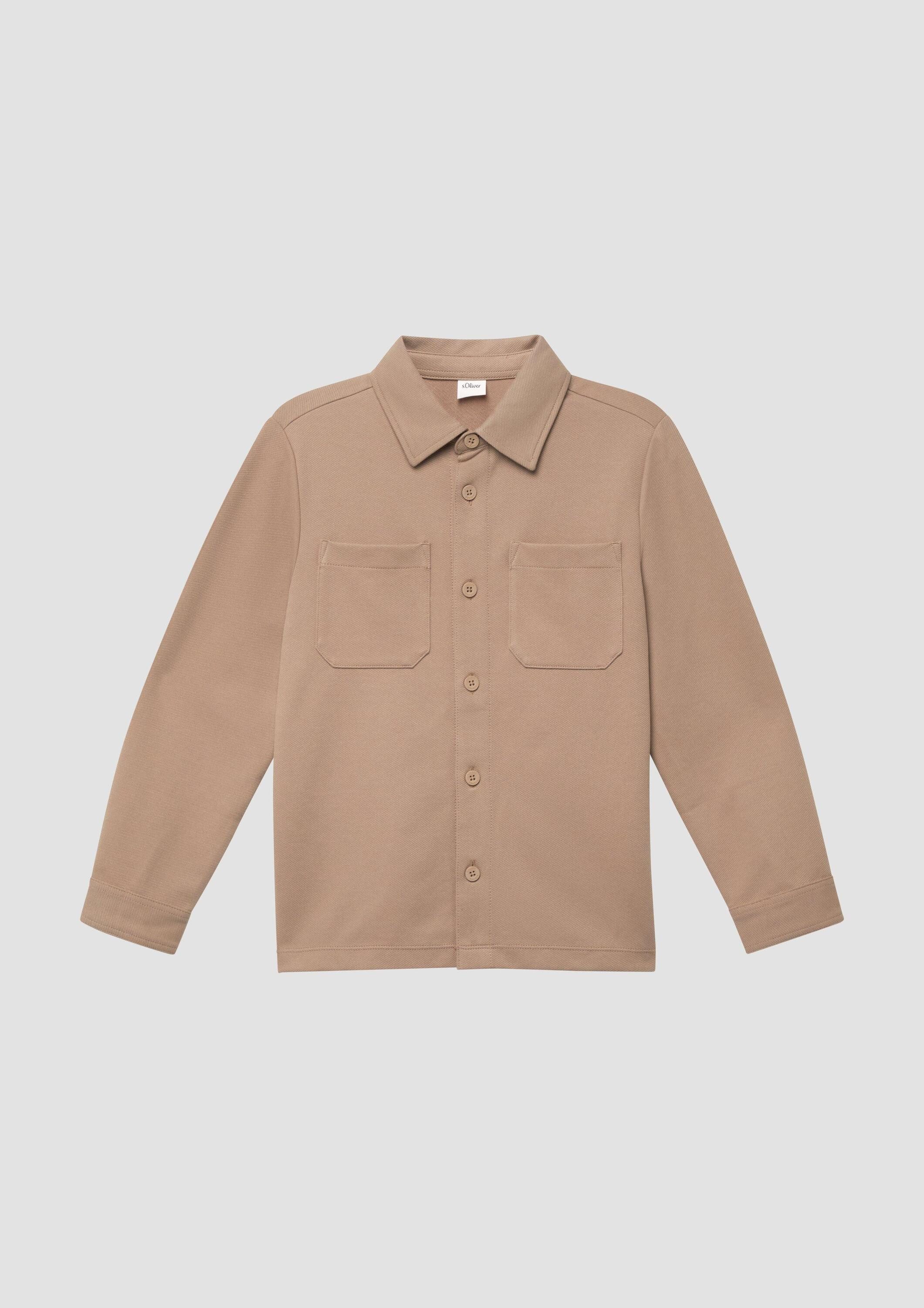 s.Oliver Hemdjacke Indoor-Jacke Strukturiertes Overshirt mit Hemdkragen und Brusttaschen