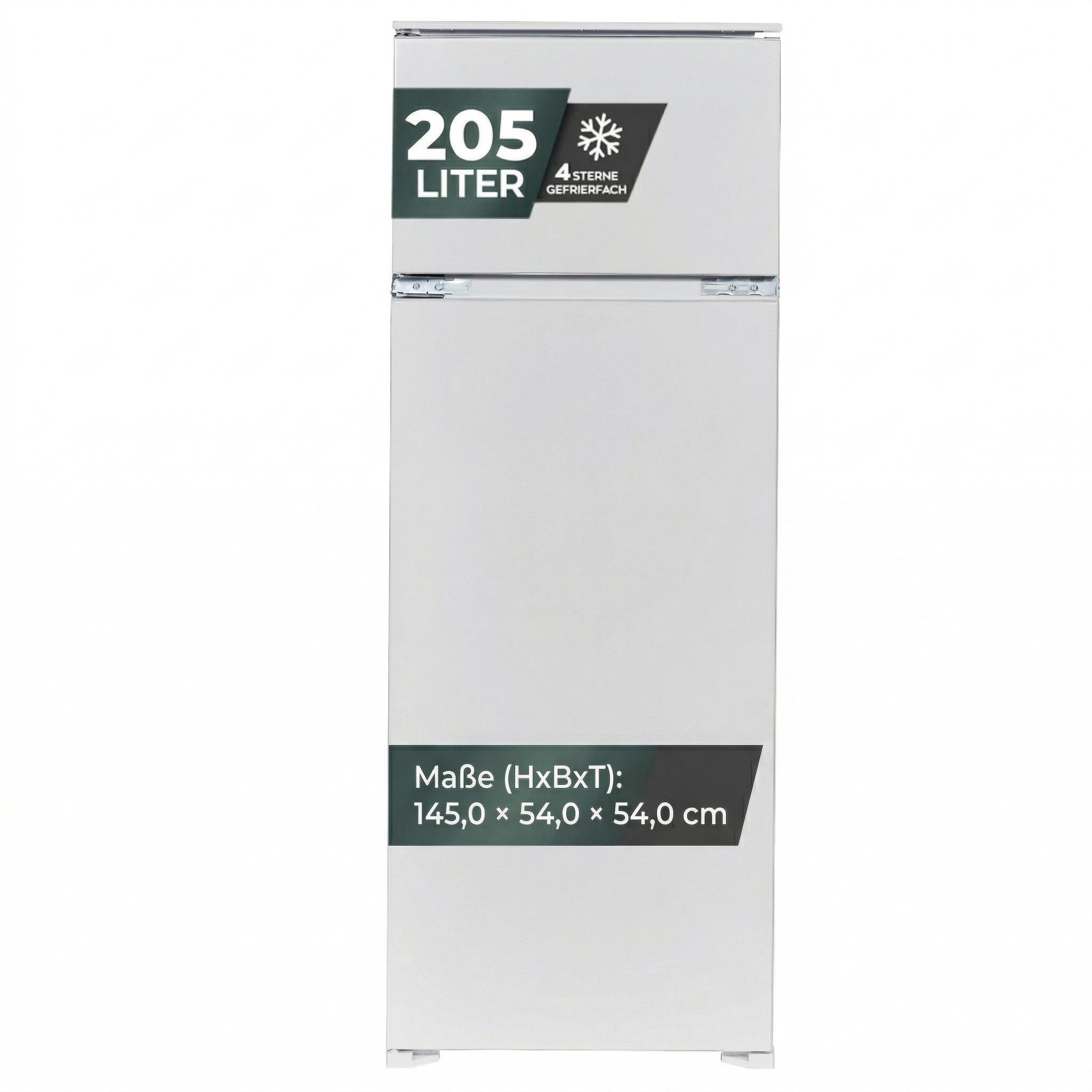 YUNA Einbaukühlschrank Fedora EKG225E, 145 cm hoch, 54 cm breit, Schlepptür wechselbarer Türanschlag Gefrierkombi LED Beleuchtung