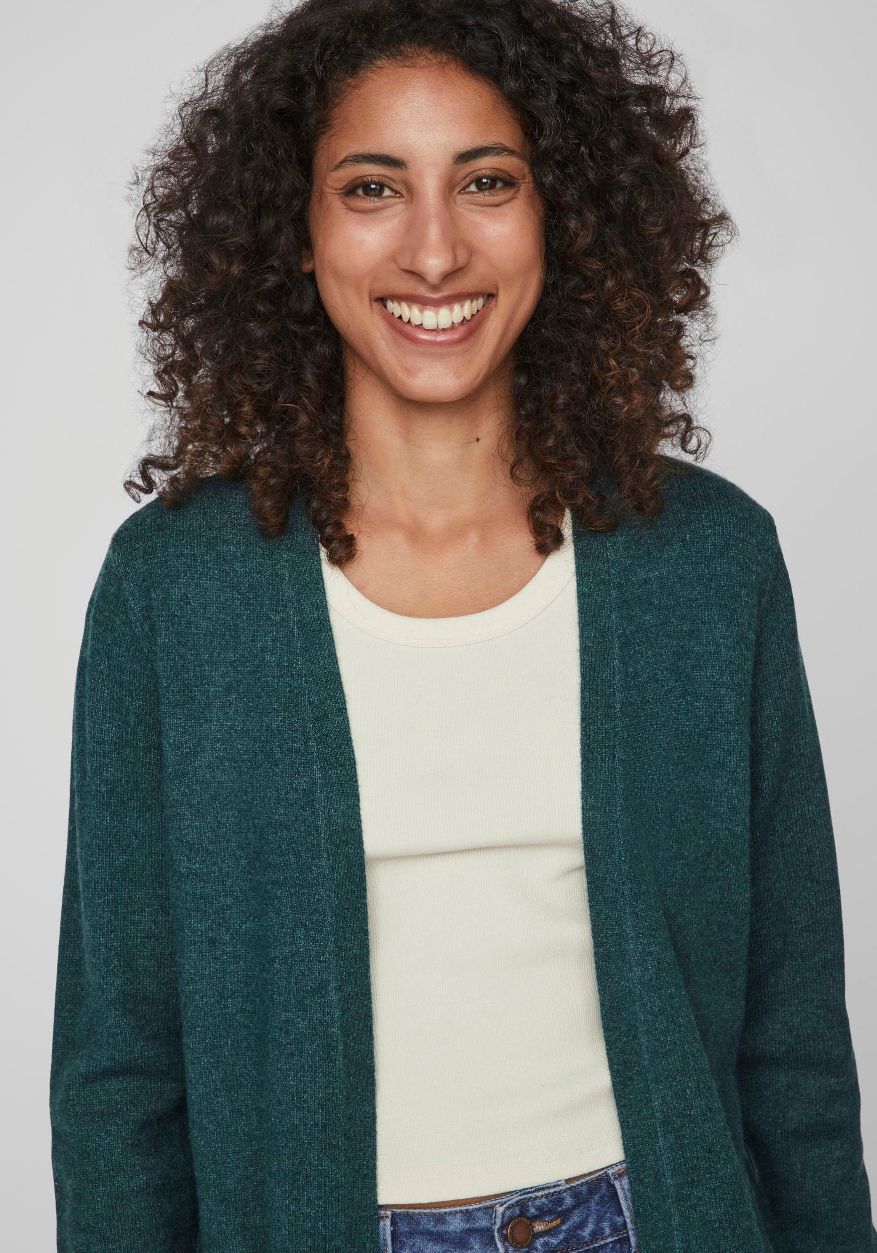 Ponderosa Strickjacke VIRIL Vila L/S OPEN Pine Detail:DARK - CARDIGAN NOOS KNIT MELANGE