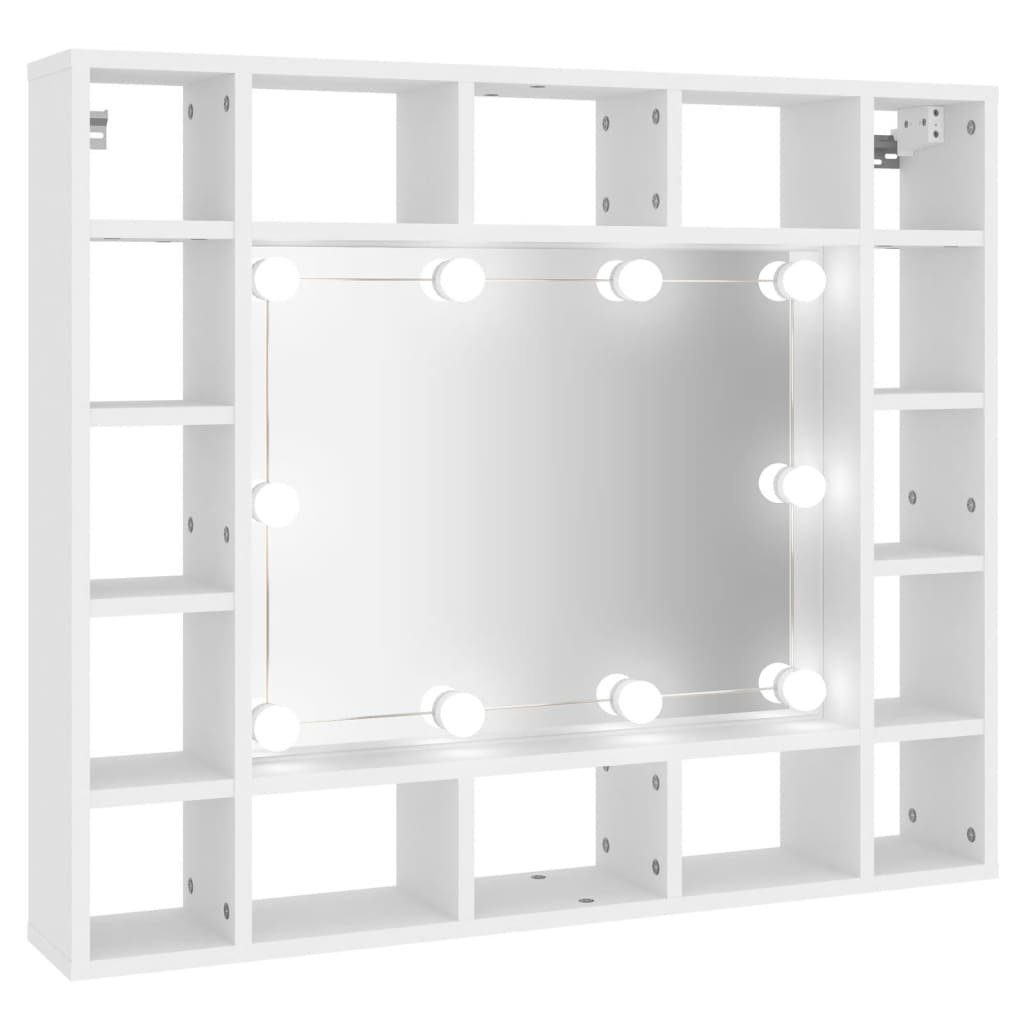 Badezimmerspiegelschrank mit Spiegelschrank LED cm (1-St) Weiß vidaXL 91x15x76,5